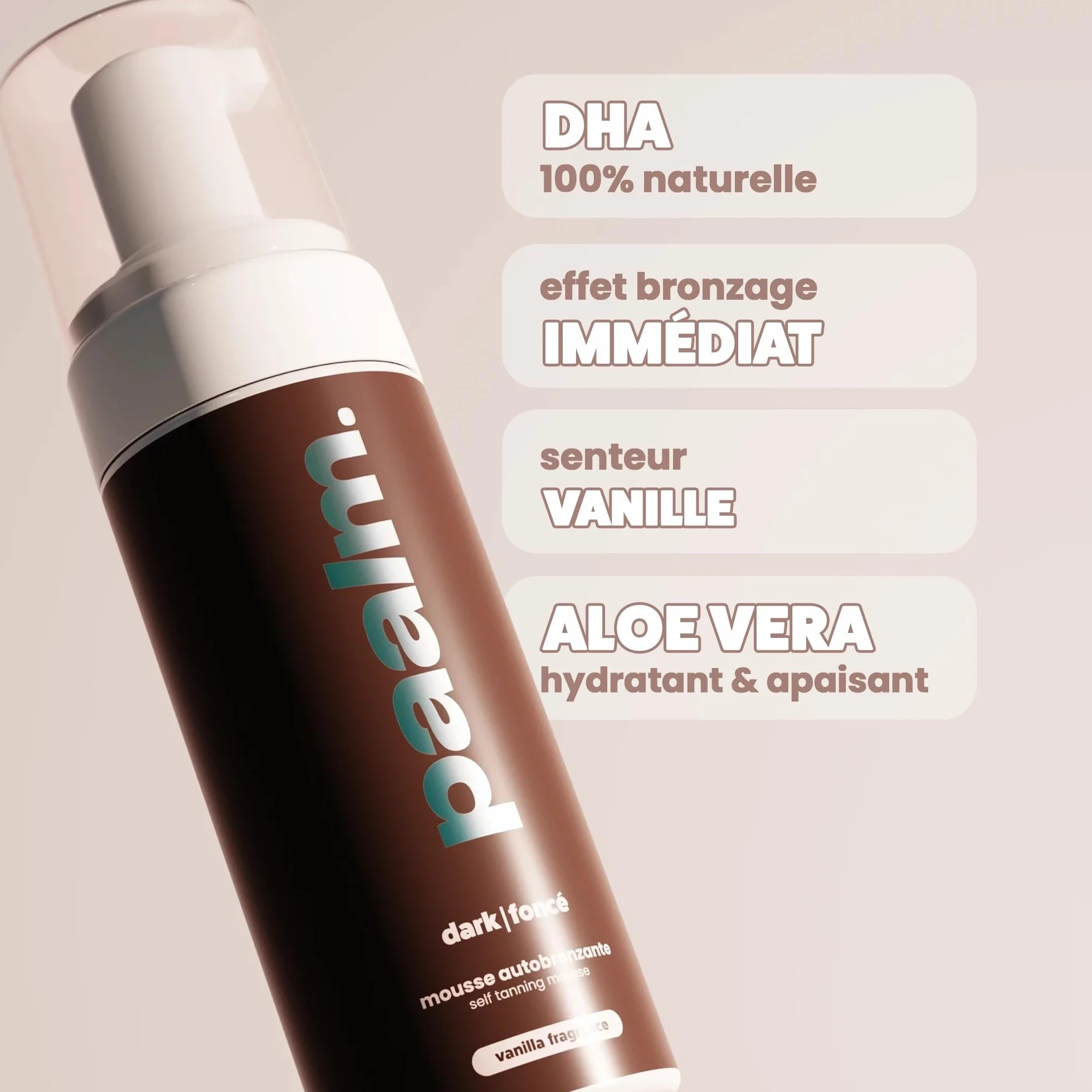 PAALM Mousse Autobronzante Dark 150 ml Visage Corps Bronzage Intense DHA Naturelle Texture Légère Séchage Rapide