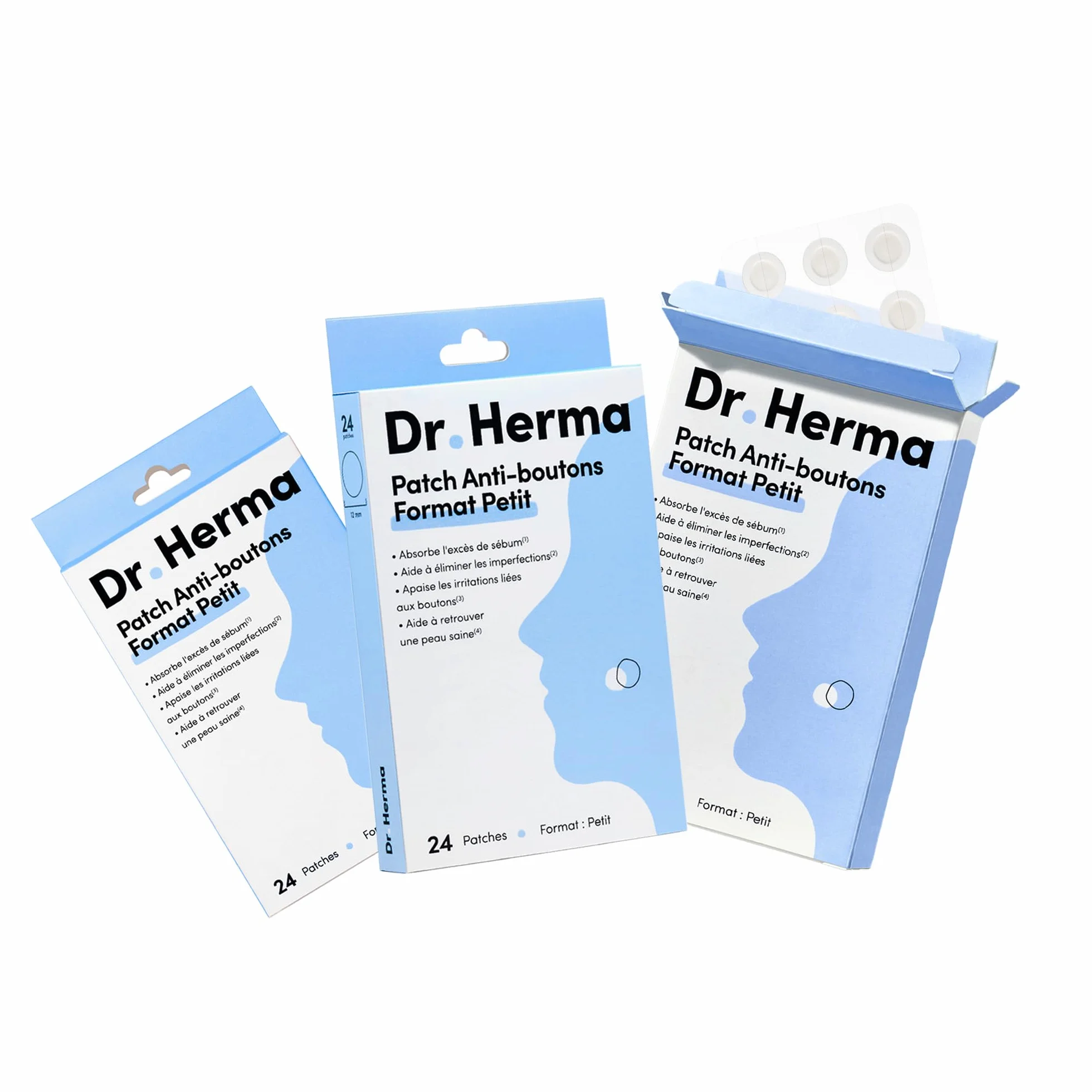 Dr. Herma Patch Anti Bouton Acné Invisible Acide Salicylique Hydrocolloïdes 3 Boîtes de 24 Patchs