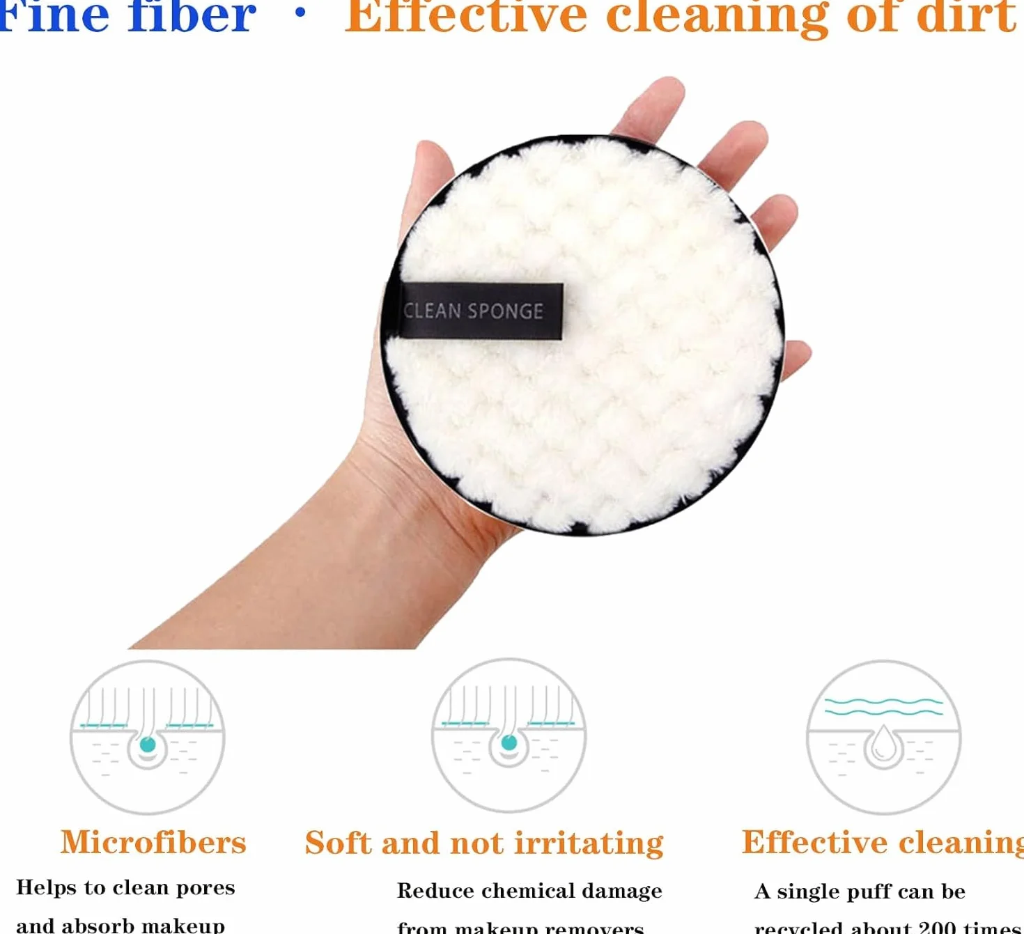 Éponges en coton démaquillant lavables bio double face réutilisables 4 pièces