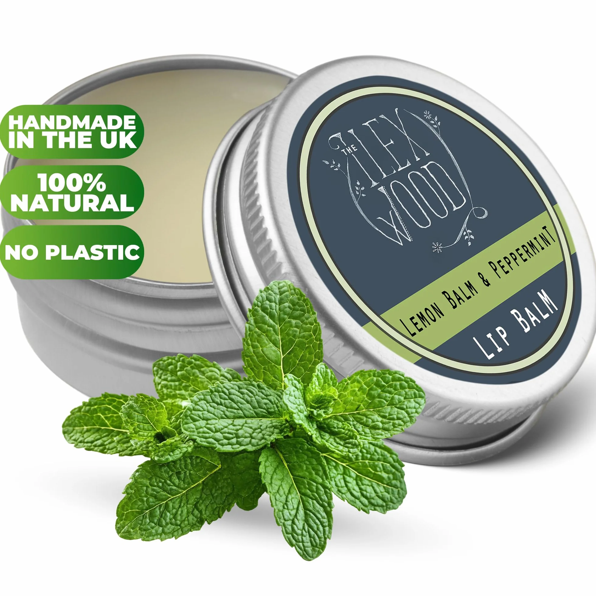 Baume à lèvres végétalien à la mélisse et à la menthe poivrée - hydratant, prévention des boutons de fièvre, 10 ml