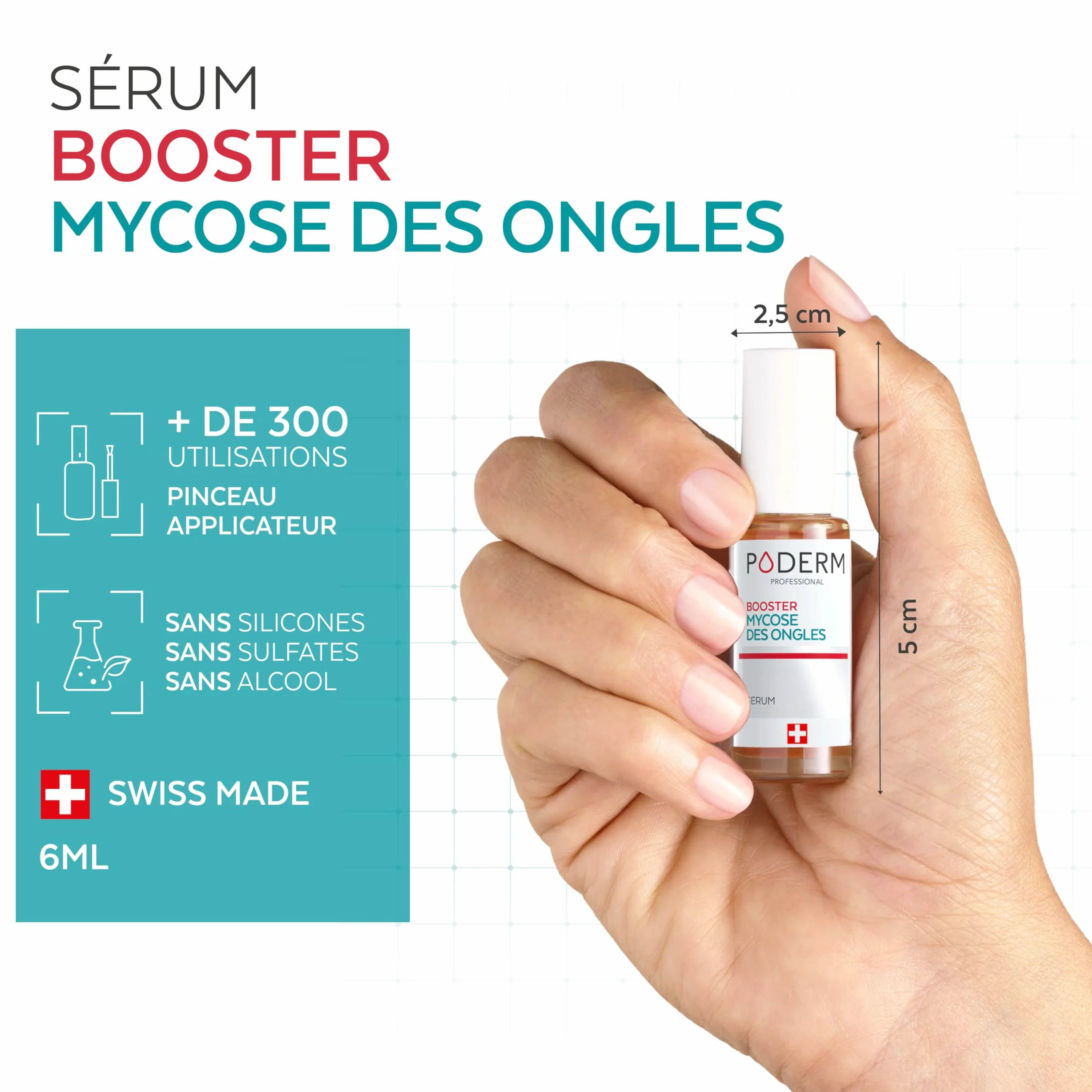 PODERM MYCOSE ONGLES BOOSTER DE TRAITEMENT pour mycose difficile à traiter | Swiss Made incolore