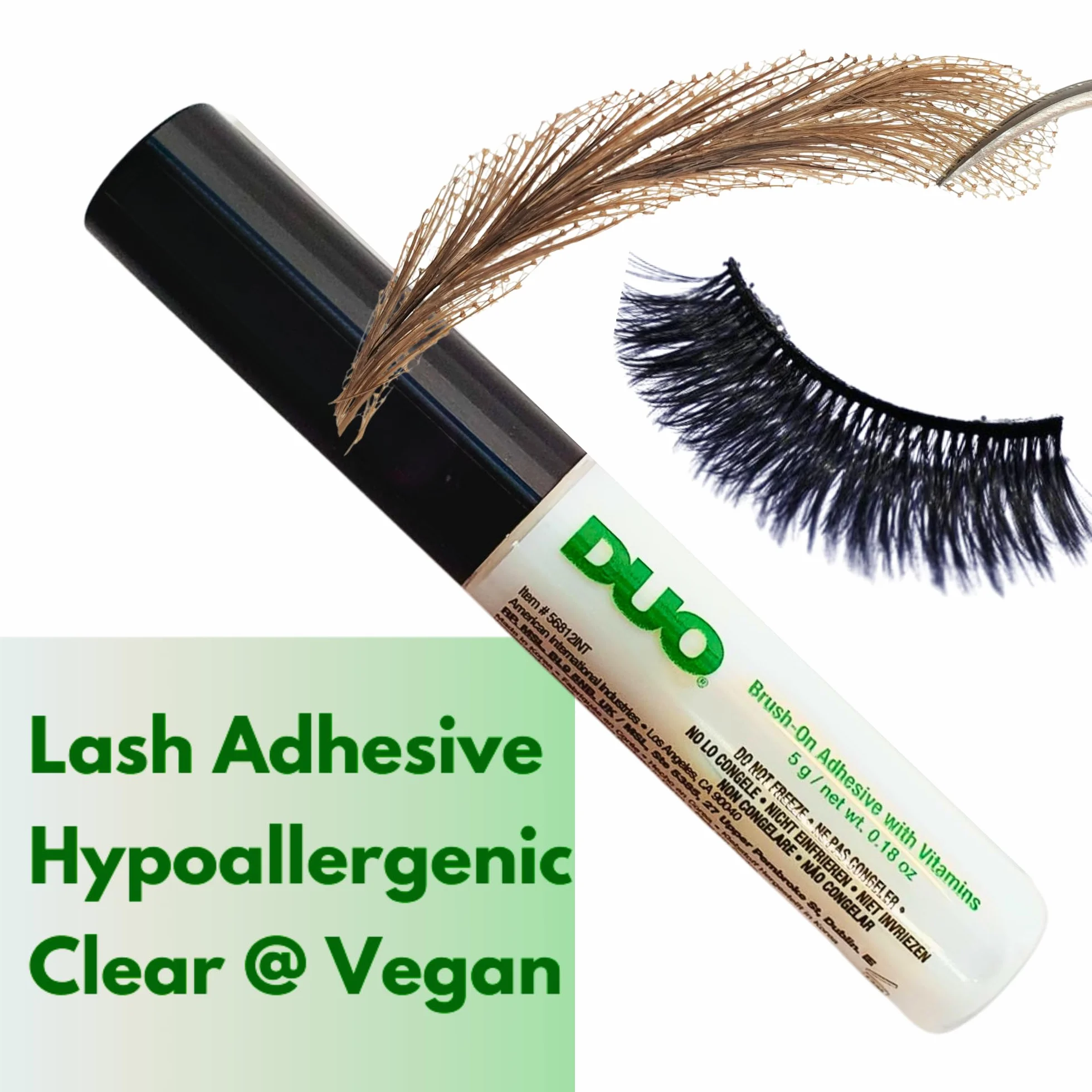 Colle DUO résistante à l'eau pour cils et sourcils, vegan (1 duo green)