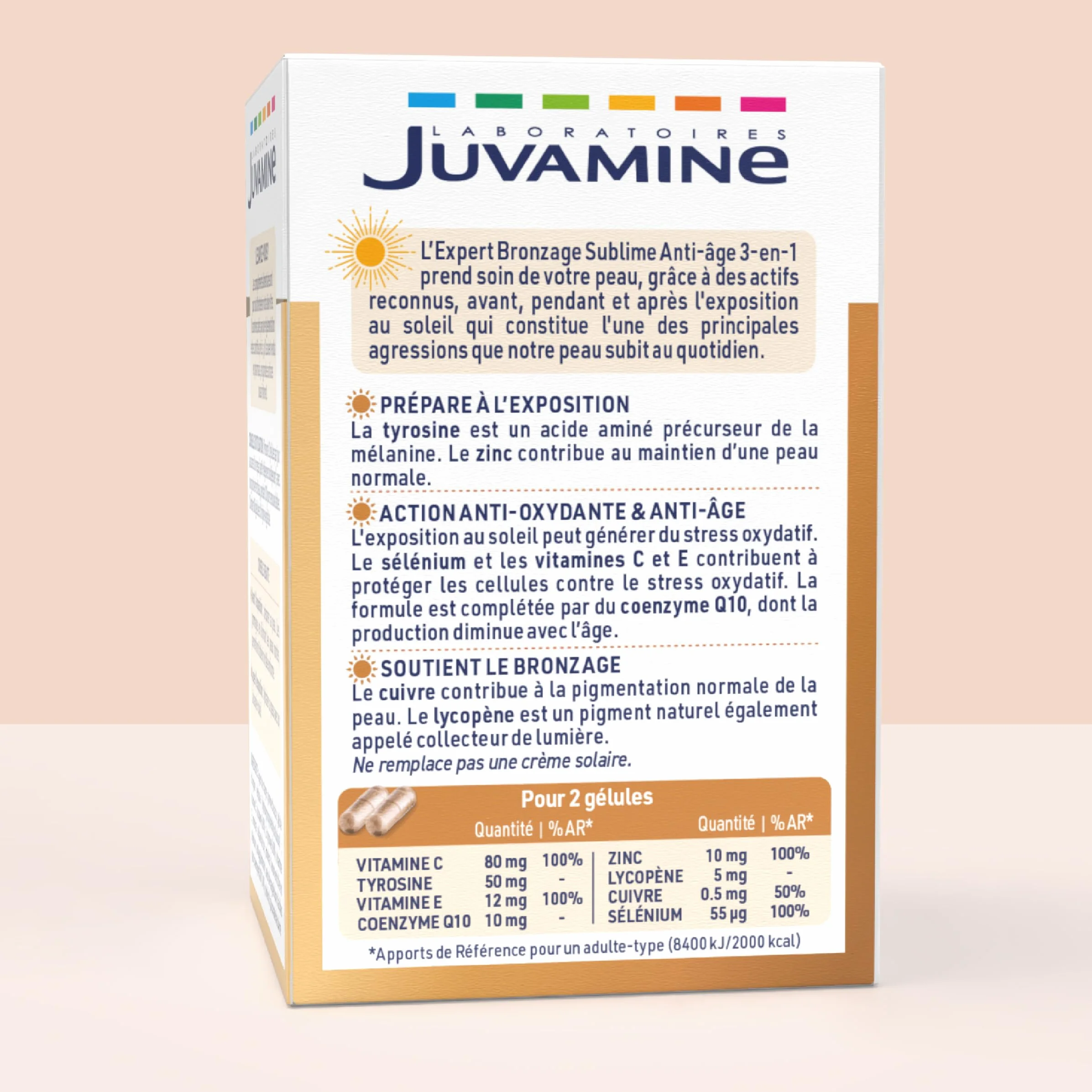 JUVAMINE Expert Bronzage Sublime Antioxydant Anti-âge 60 gélules Programme 1 mois