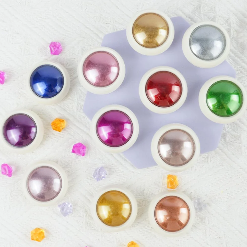 LOPHE Lot de 12 pots poudre à ongles effet miroir métallique brillant avec 12 bâtons ombres à paupières poudre pigmentée