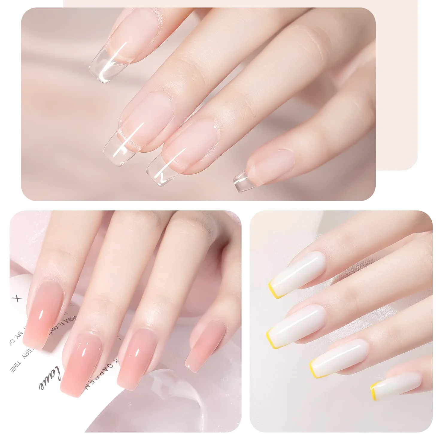 Kit de gel d'extension d'ongles GAOY 4 couleurs poly-gel avec couche de finition