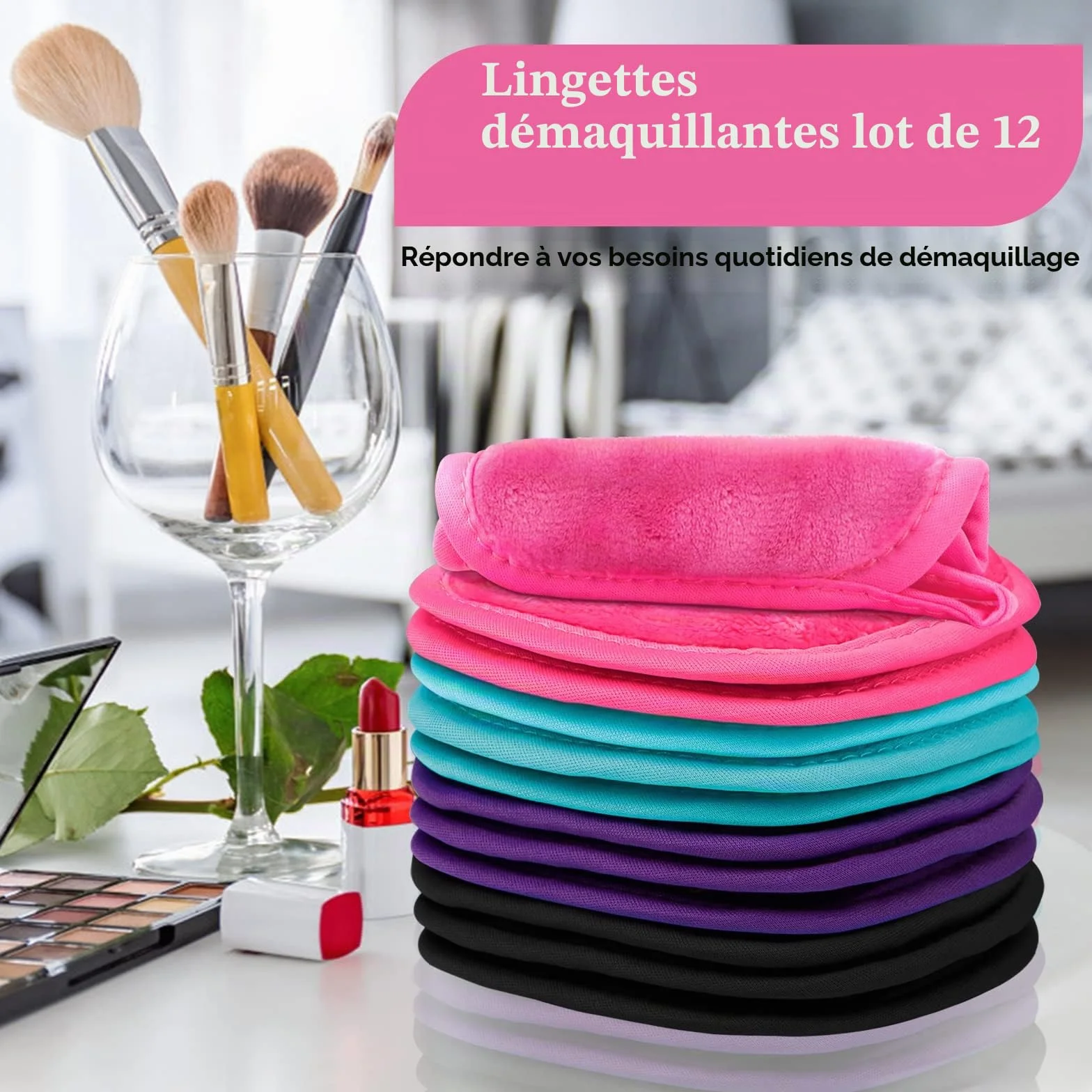 Orighty Lingettes démaquillantes réutilisables 12,7 x 12,7 cm Lot de 12