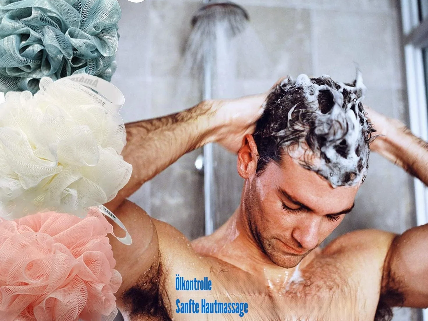 Lot de 3 éponges luffa Amazerbst Rose Blanc Bleu