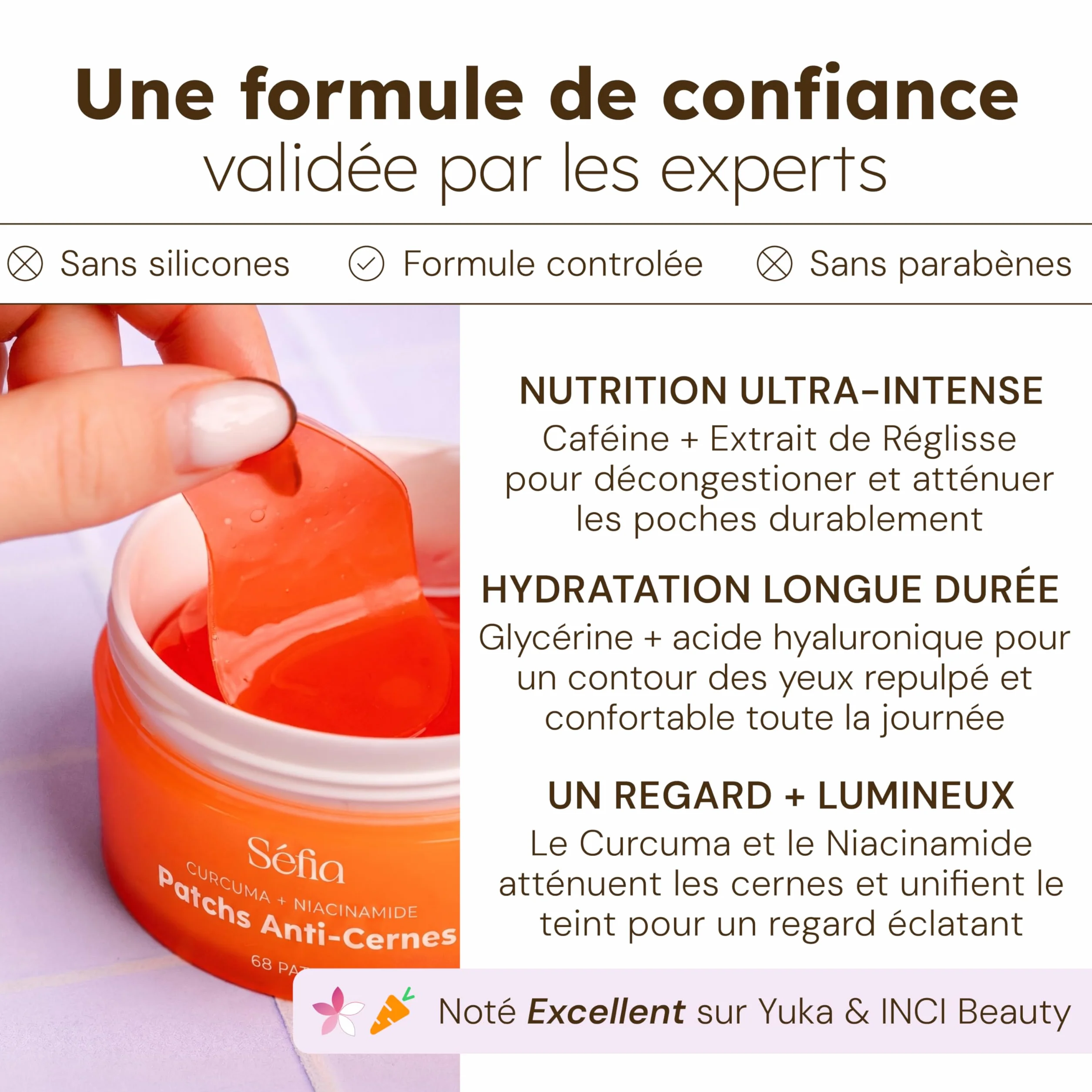 Patch Yeux Anti-Cernes 68 Patchs (34 Paires) Caféine Niacinamide Acide Hyaluronique Réduit Poches Cernes
