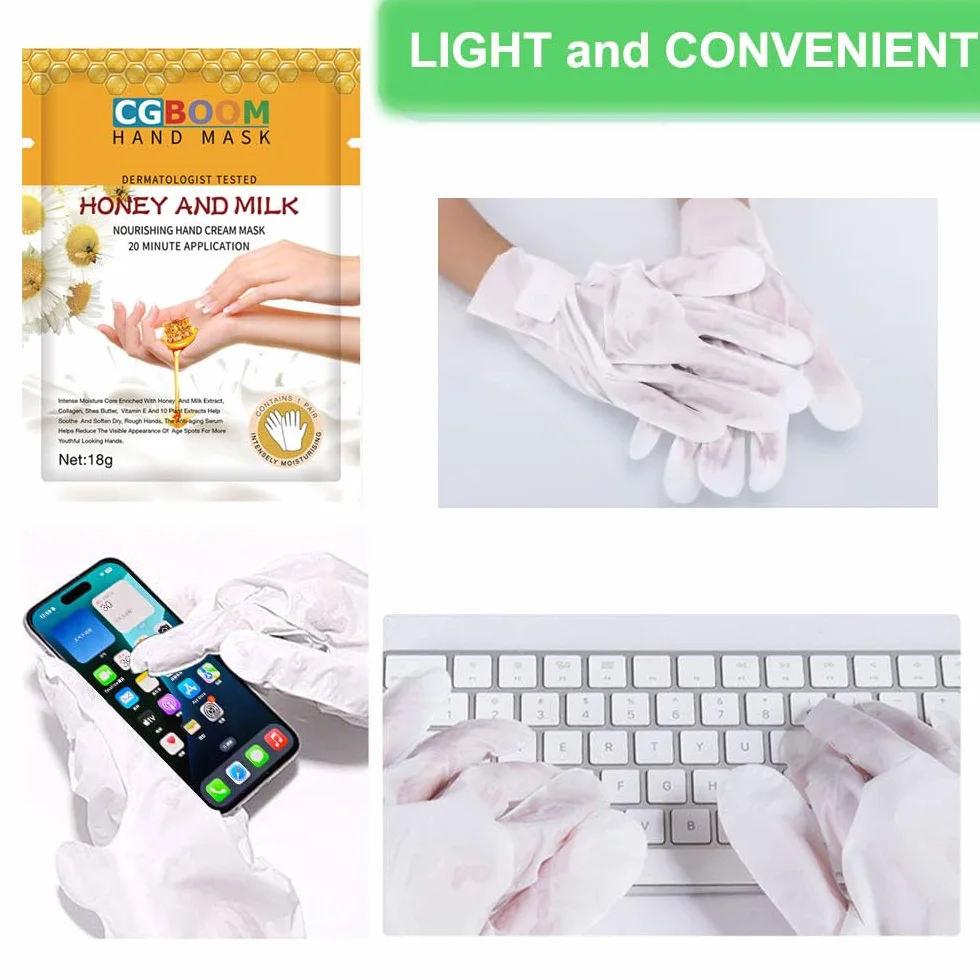 Masques pour les mains 3 paires gants hydratants exfoliants soins nourrissants Miel Lait