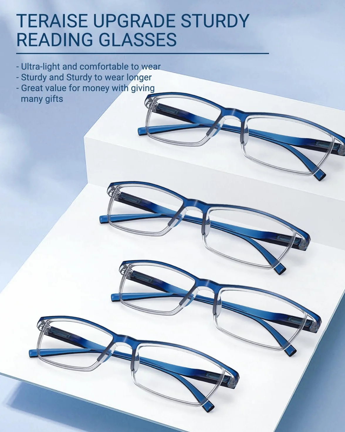 TERAISE lunettes de lecture anti-lumière bleue homme femme robustes ordinateur étui inclus