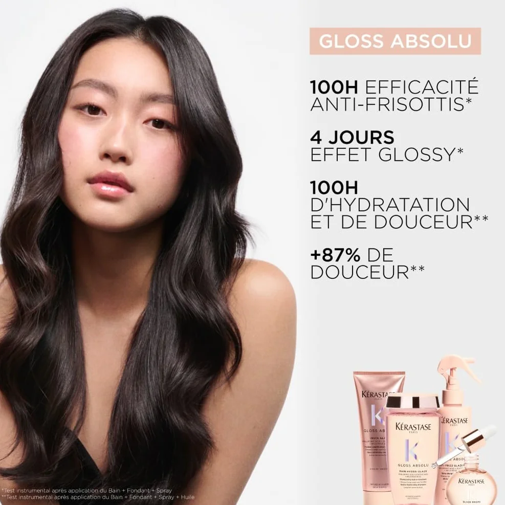 KERASTASE Gloss Absolu Glaze Drops Huile Cheveux Légère Brillance 96H Ultra-Glossy Huile Rose Sauvage 45 ml