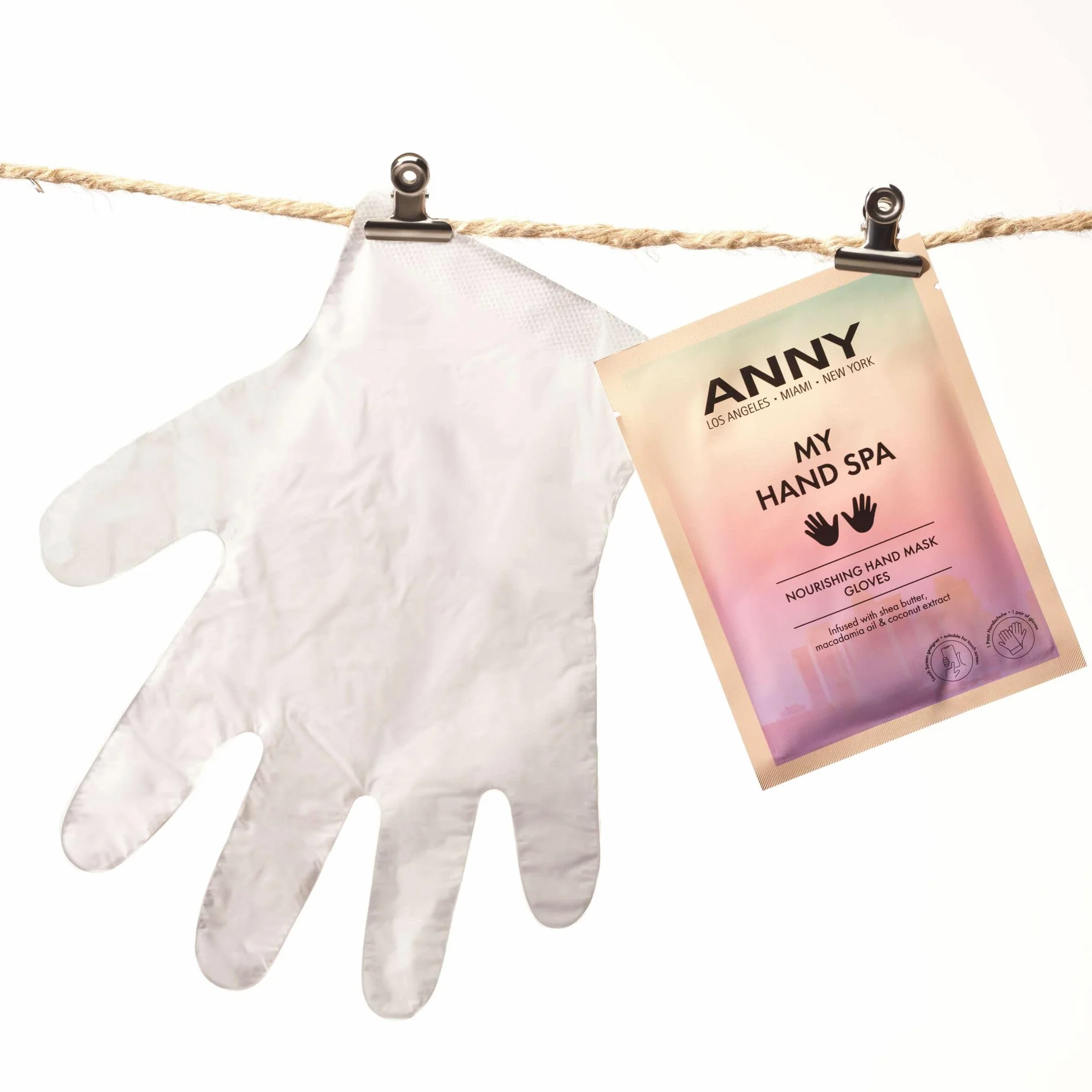 ANNY Gants nourrissants pour les mains - Masque rapide pour mains sèches et gercées avec beurre de karité, huile de noix de macadamia et eau de coco