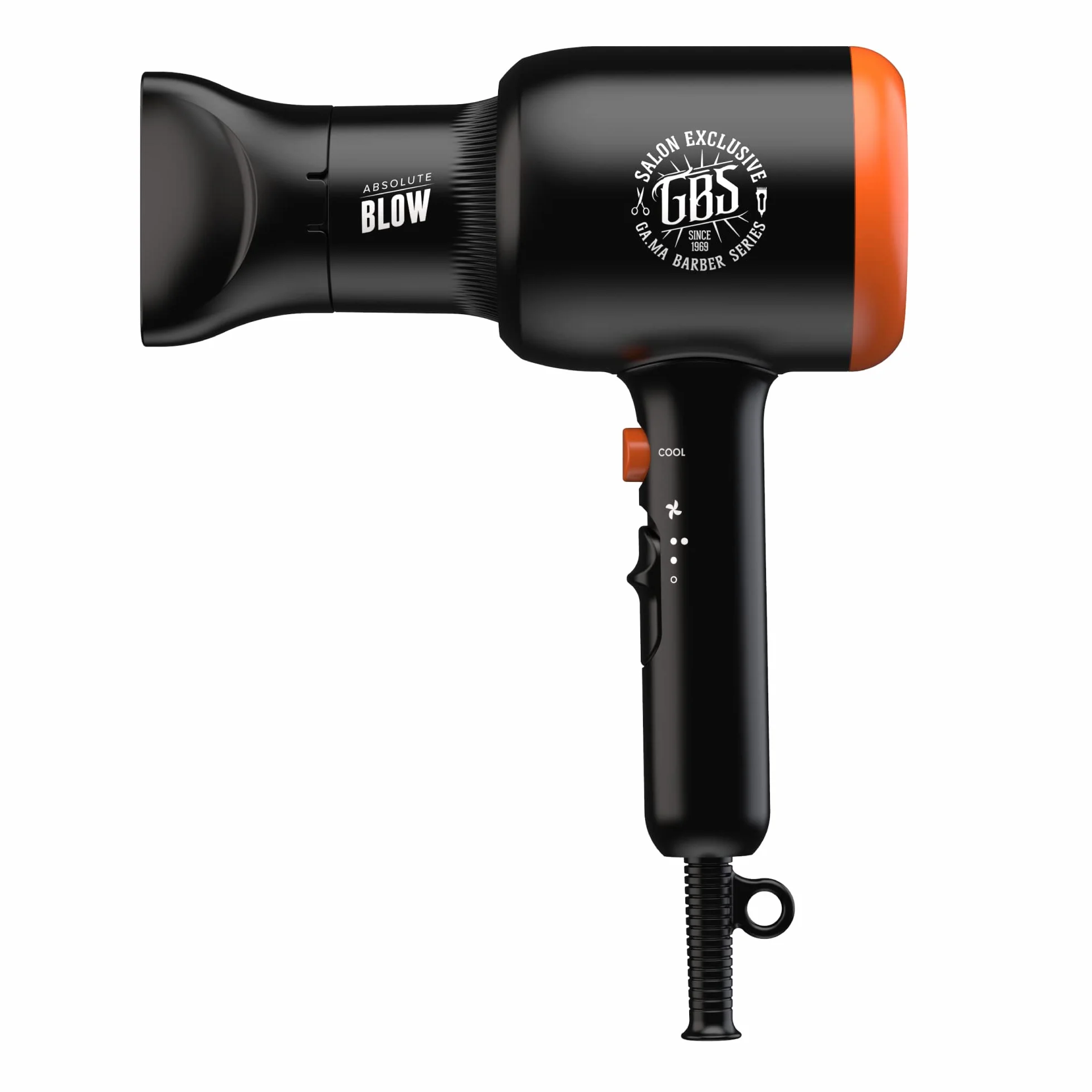 GA.MA Italy Professional, GBS Absolute Blow Dryer, Moteur AC 2000W ultra-compact, revêtement céramique pour des cheveux brillants et sans frisottis, noir