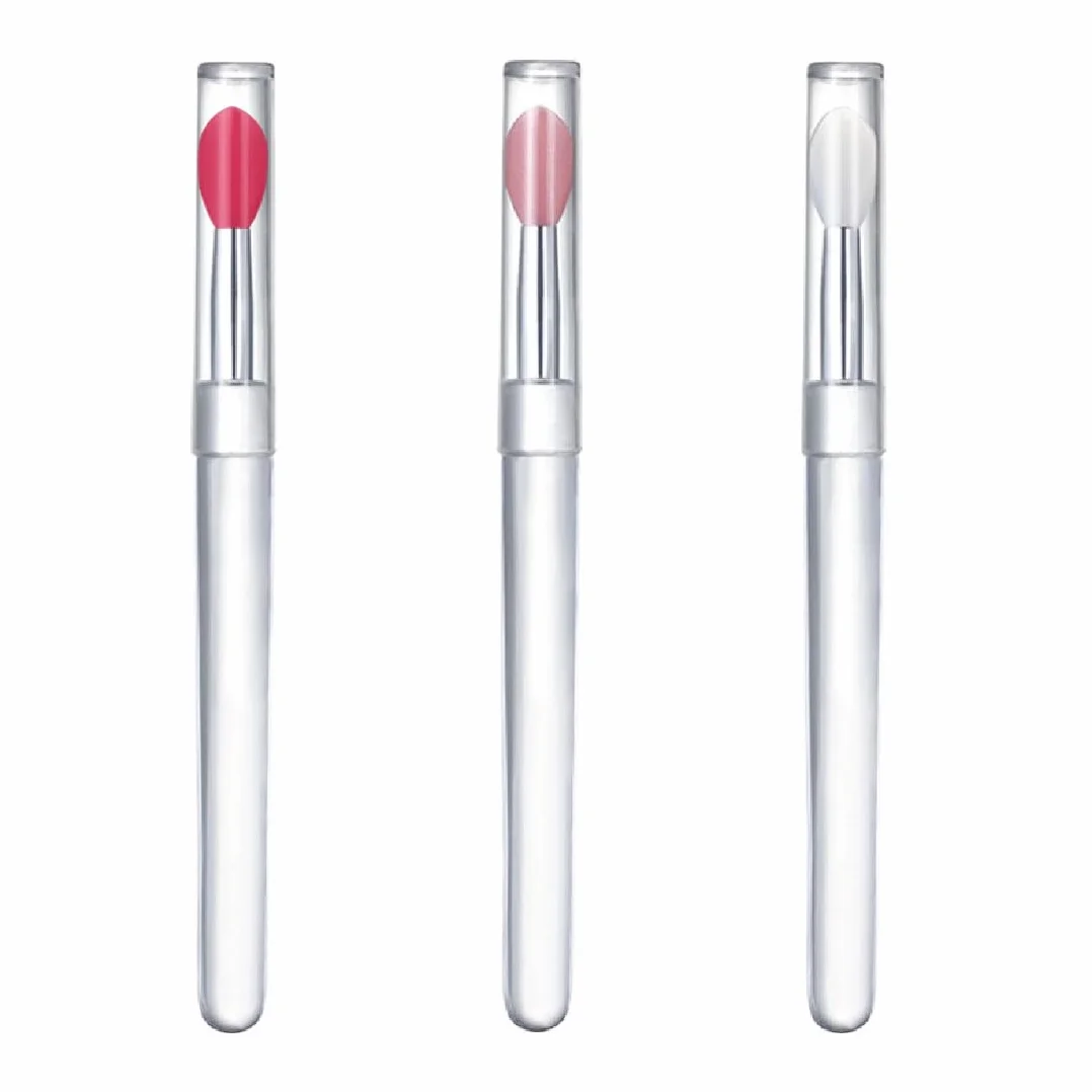 Pinceaux à Lèvres Silicone 3 Pièces avec Capuchon - Applicateur Professionnel Maquillage