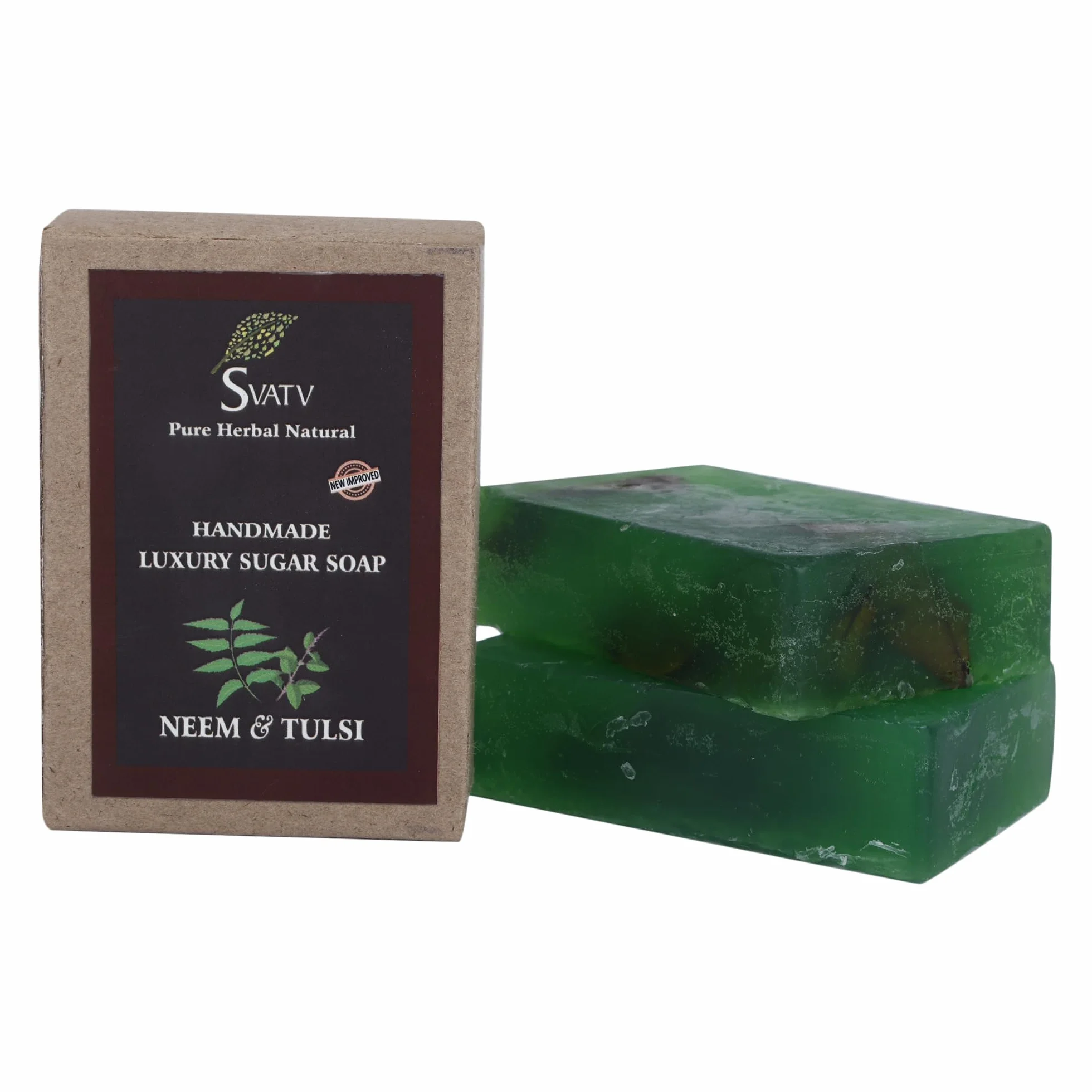 Handcrafted Savon with Neem & Tulsi Ayurvedic Herbal Body Soap Bars 125g x2