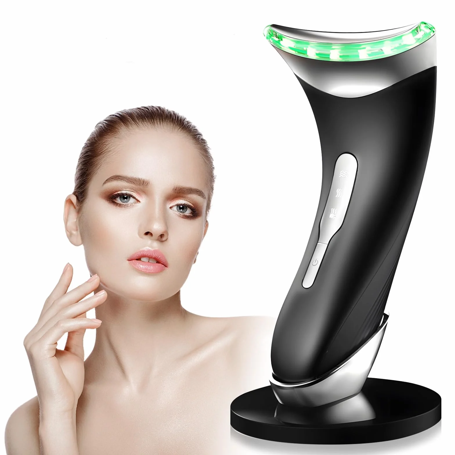 Anluomania Appareil Massage Visage Anti Rides, Appareil de Beauté, Appareil Massage Visage 3 Modes, avec Lifting EMS Massage, Thermique à 45℃, Pour Raffermissement du Visage et du Cou