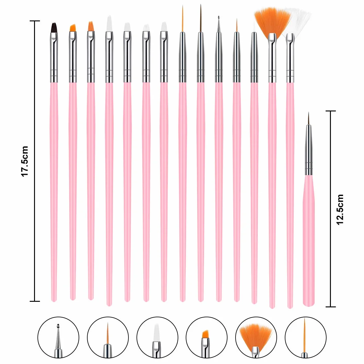 Ensemble de Pinceaux à Ongles Nail Art, 20 Pièces Pinceau pour Gel UV et Acrylique