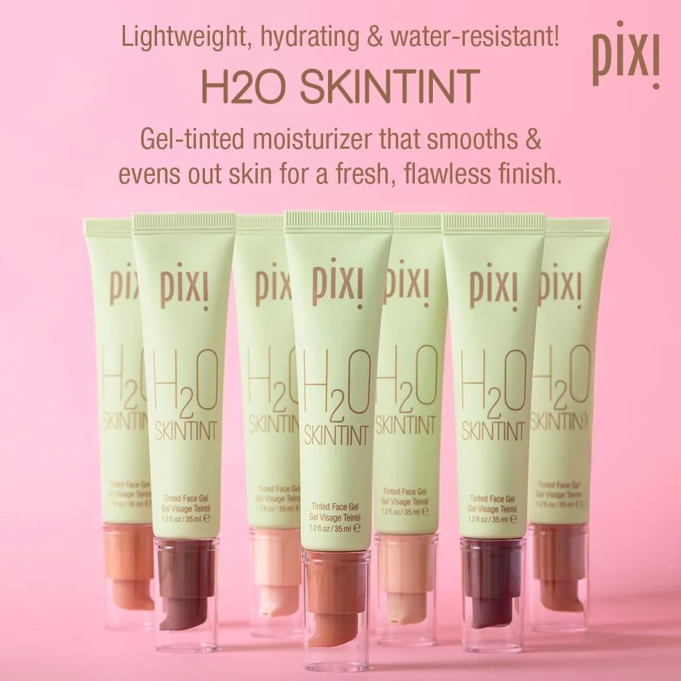 Pixi Beauty H2O SkinTint | Gel Teinté Hydratant | Texture Légère et Résistante à l’Eau | Unifie le Teint et Réduit les Rougeurs | Teinte: Beige | 35 ml / 1,2 fl oz