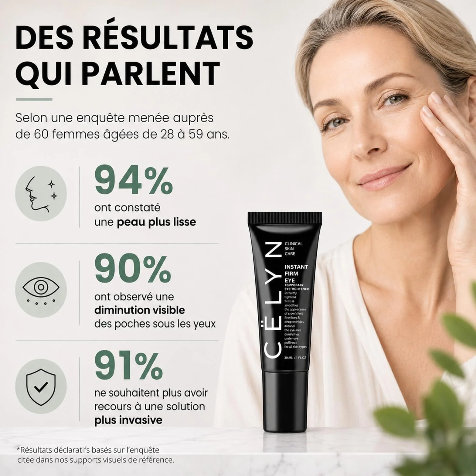 Lyciana Baume Anti Ride Et Anti Cerne – Crème Contour Des Yeux Instantanée, Effet Tenseur, Réduit Poches & Ridules