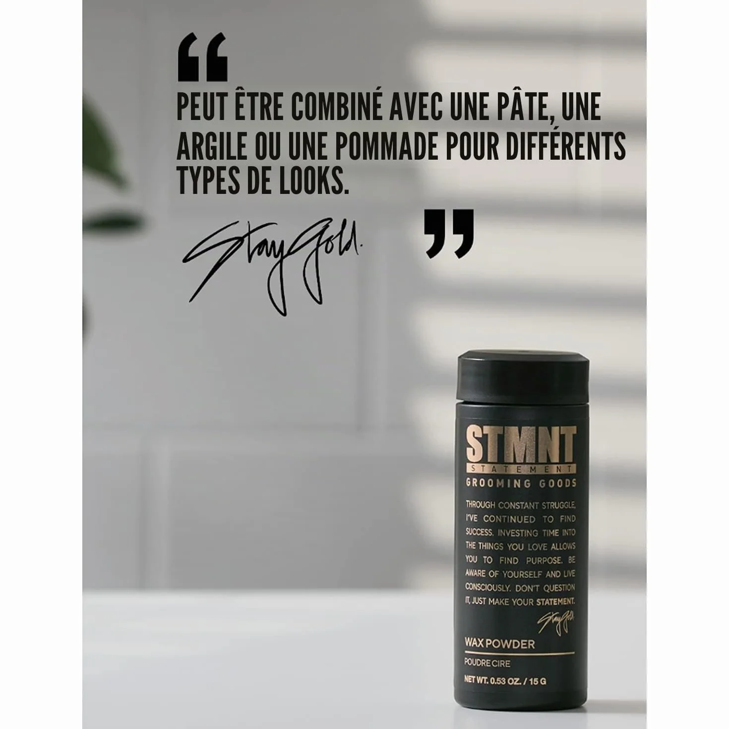 STMNT STATEMENT GROOMING GOODS Poudre de cire 15 g | Finition semi-mate | Adhérence et volume | Tenue moyenne | Facile à laver | Cheveux plus volumineux
