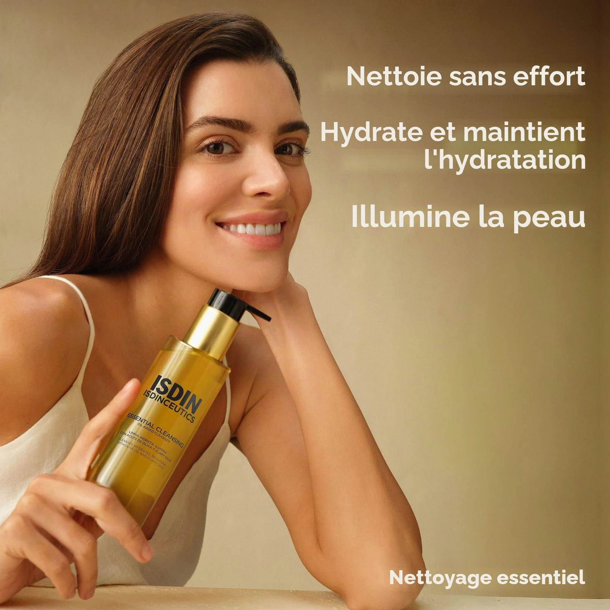 ISDIN Isdinceutics Essential Cleansing (200 ml) | Huile Nettoyante Visage Douce et Légère, Texture Huile-en-Lait | Élimine Maquillage et Crème Solaire | 85% d'Ingrédients d'Origine Naturelle