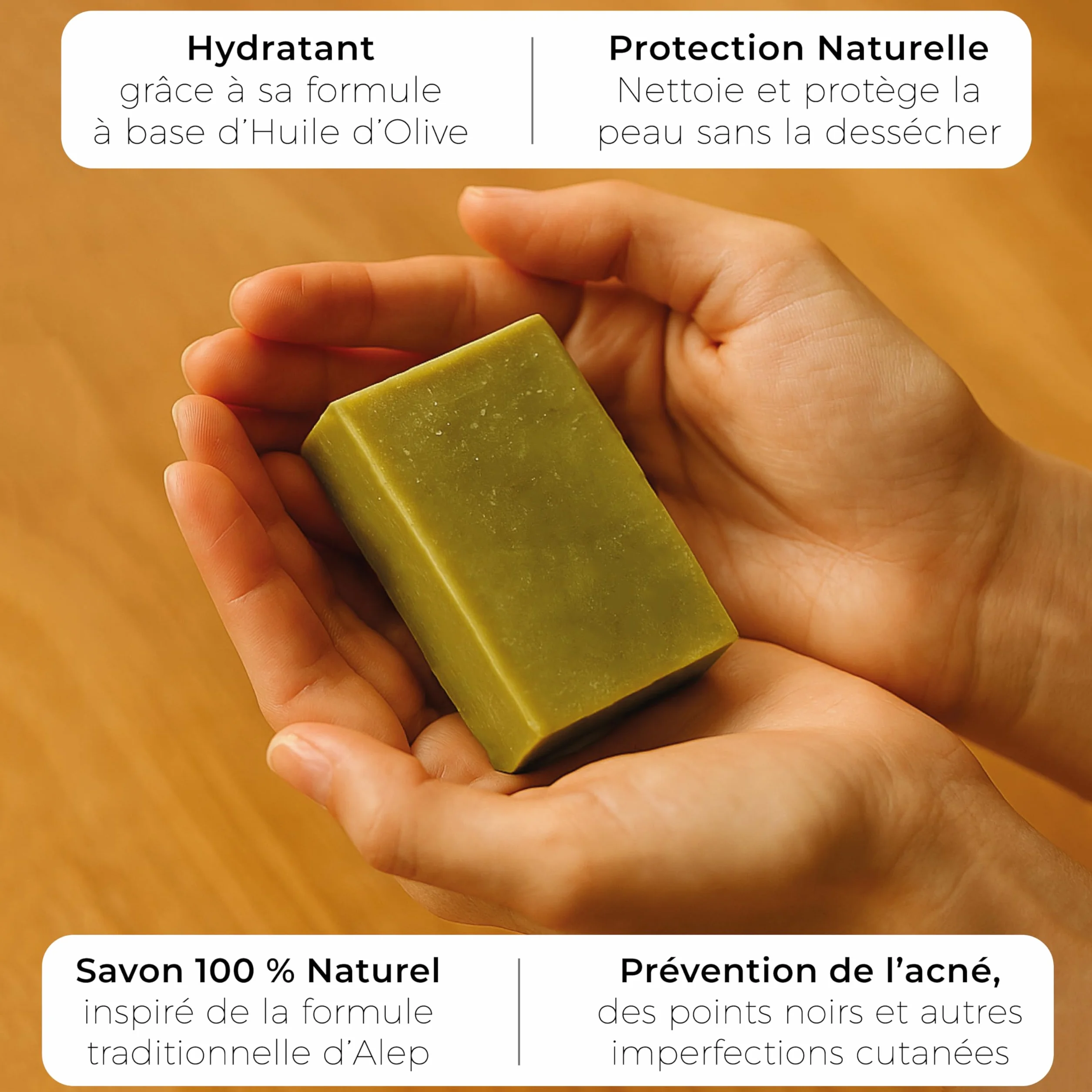 Savon d'Alep naturel huile d'Olive laurier antiseptique 3 savon solide corps peaux sensibles acné
