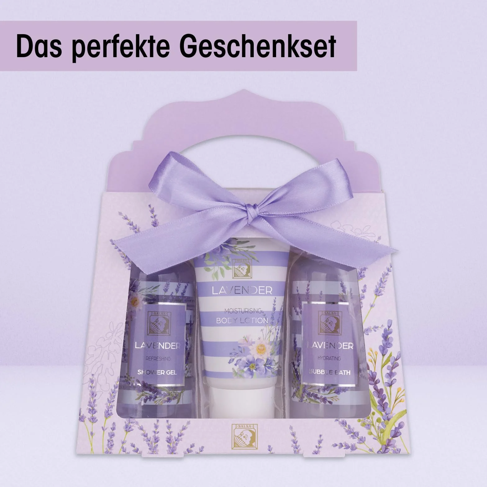 Accentra Set de Douche Cadeau LAVANDE 3 pièces Gel Douche Lotion Corps Bain Moussant