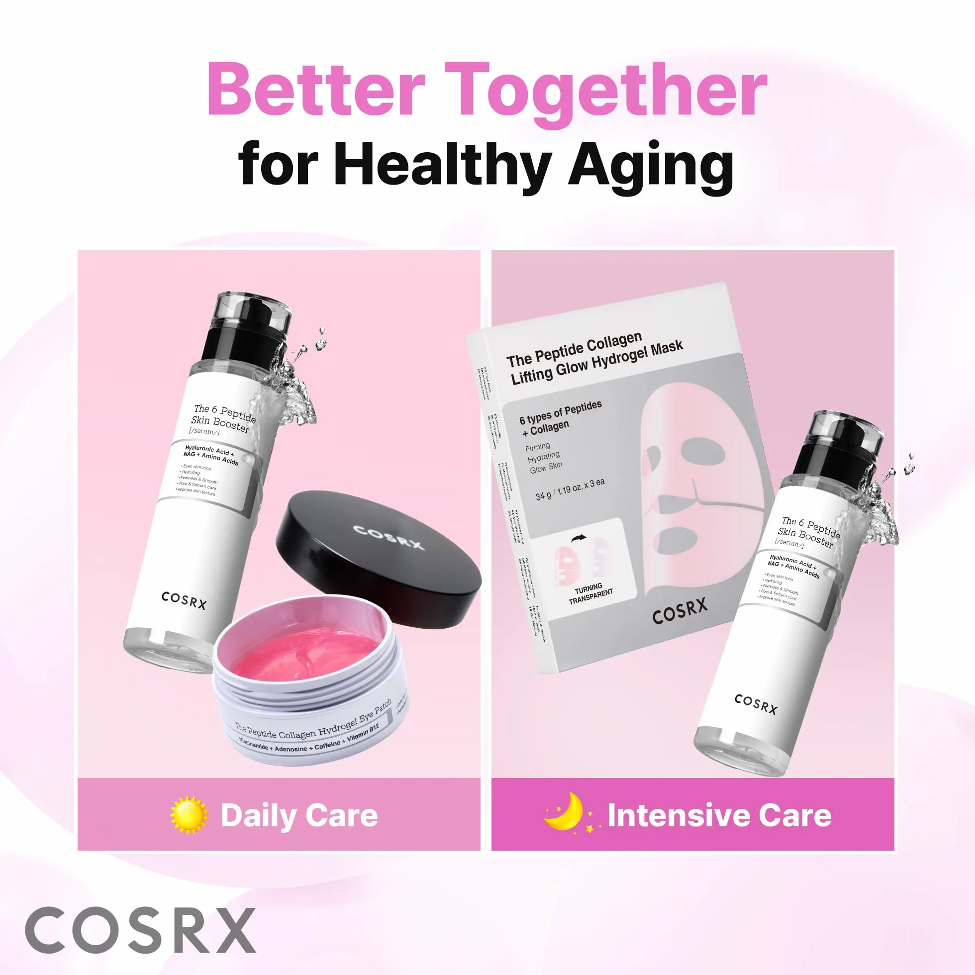 COSRX Peptide Collagen Hydrogel Eye Patch 60 Patches Anti-Cernes Caféine Korean Skincare
