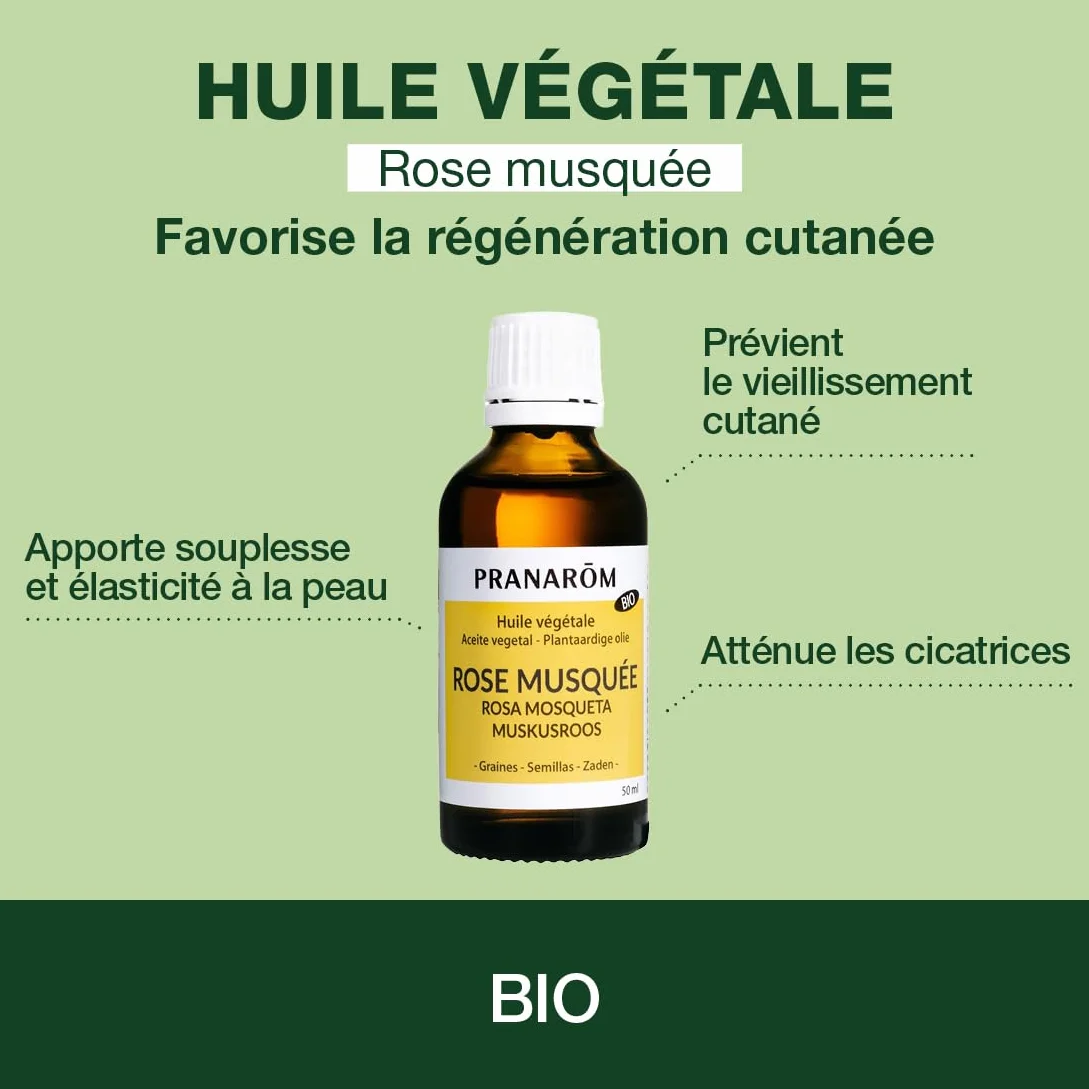Pranarôm huile végétale bio rose musquée 50ml