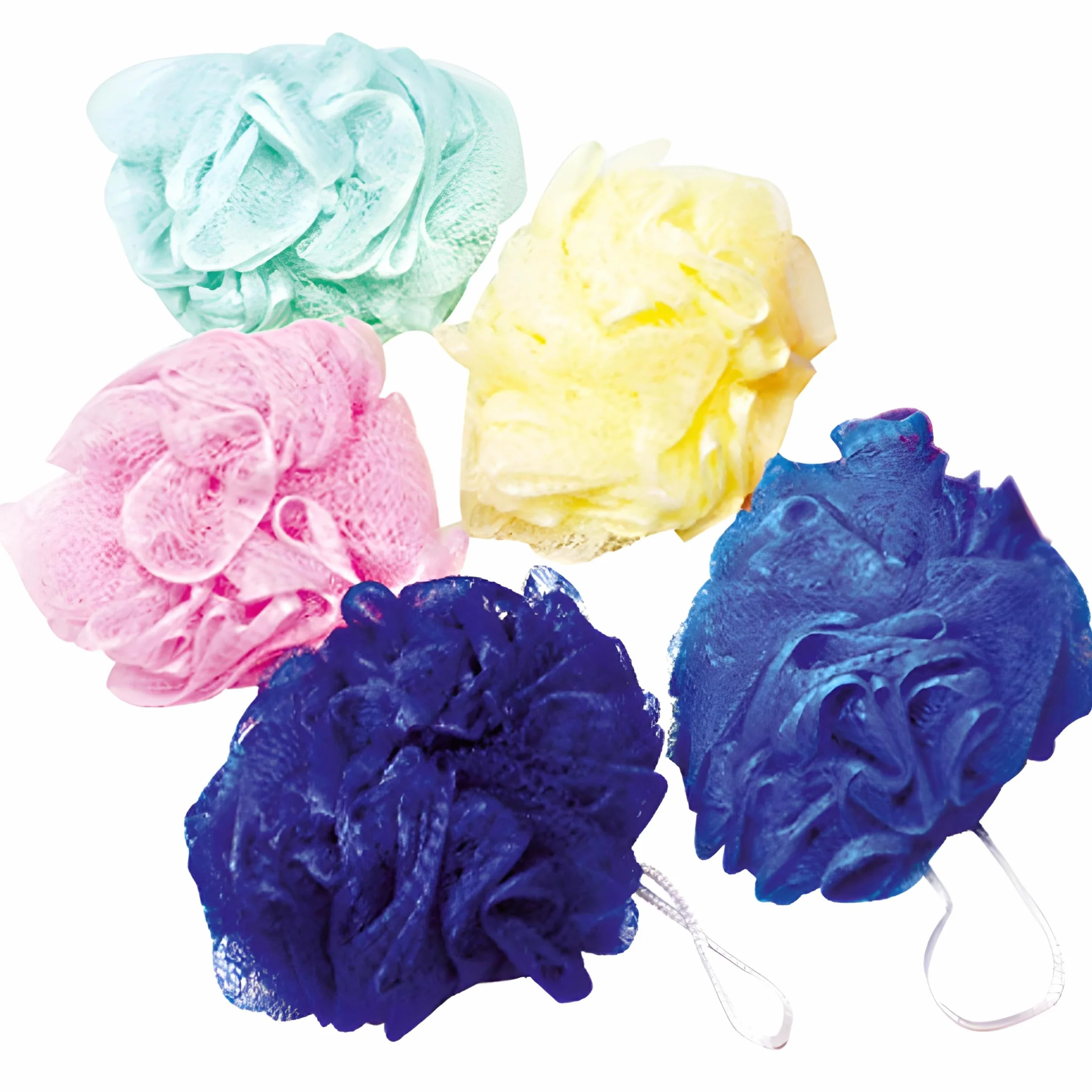 Lot de 2 Fleurs de Bain Douces et Exfoliantes - Éponges de Douche avec Ficelles