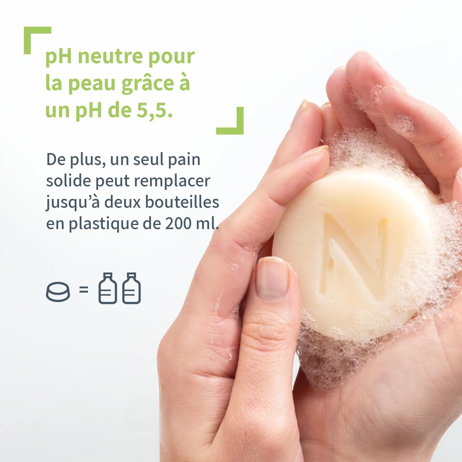 Niyok Douche Tout-en-Un Sensitiv 80g Savon Corps Cheveux Visage Soin Doux Naturel Végan
