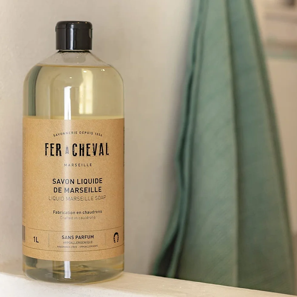 Véritable Savon de Marseille Liquide Sans Parfum 1L - Fer à Cheval