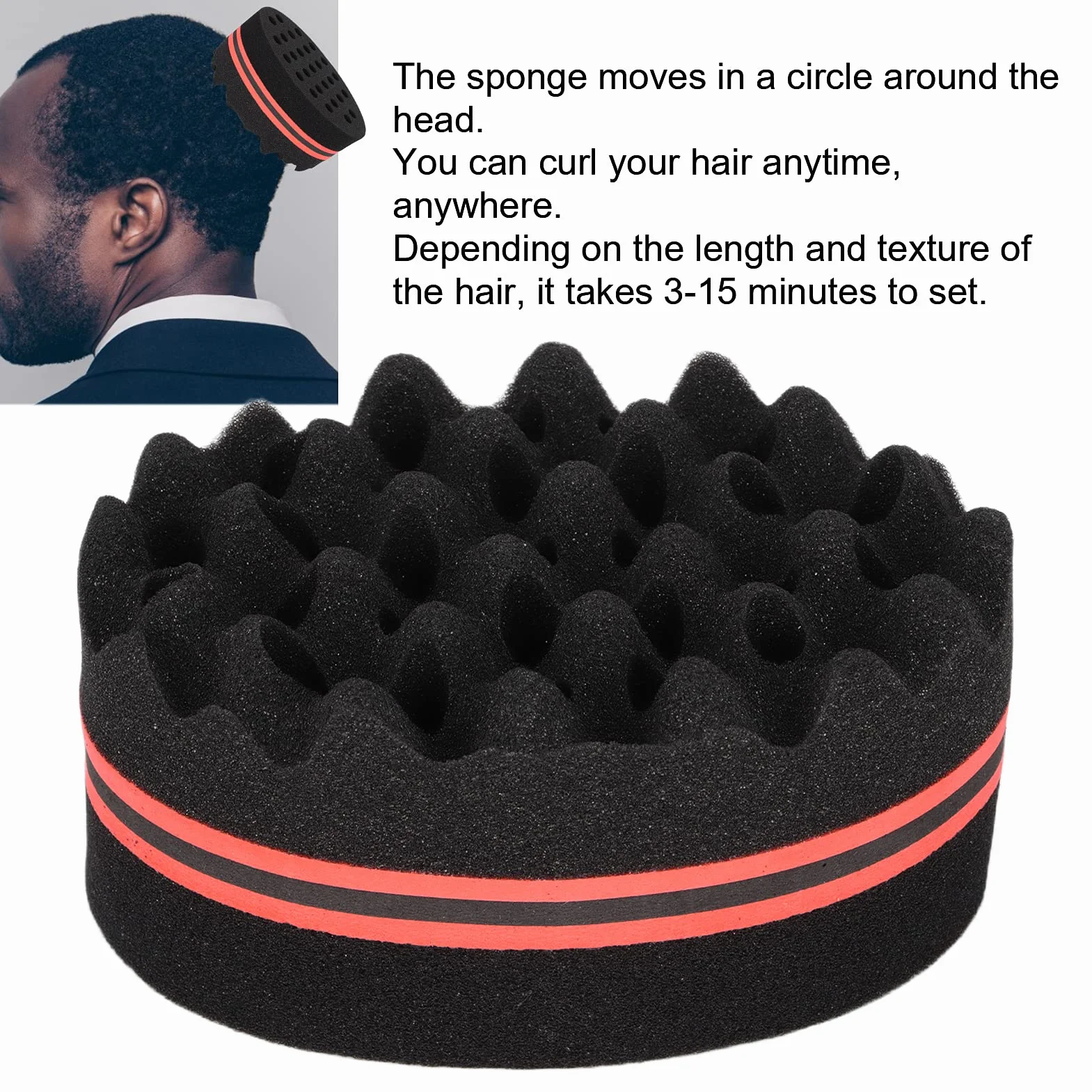 Sorandy Brosse éponge à Cheveux Gros Trous Torsadé Hommes Femmes Cheveux Courts Bouclés Peigne Afro Mousse Portable Voyages