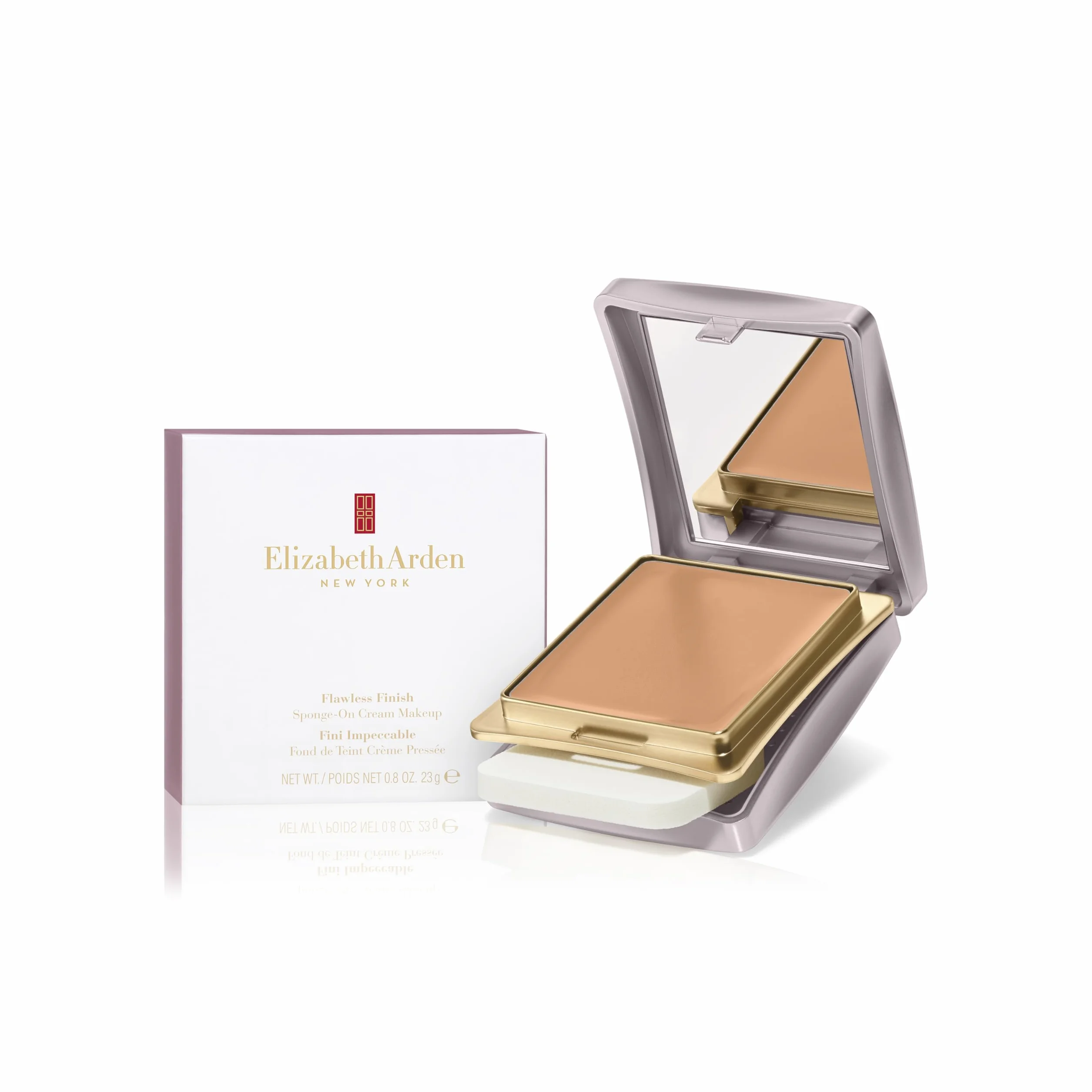 Elizabeth Arden Flawless Finish Fond de Teint Crème Compact 23 g | Couvrance modulable, fini lumineux enrichie en poudre de diamant pour un teint lissé et des imperfections floutées.