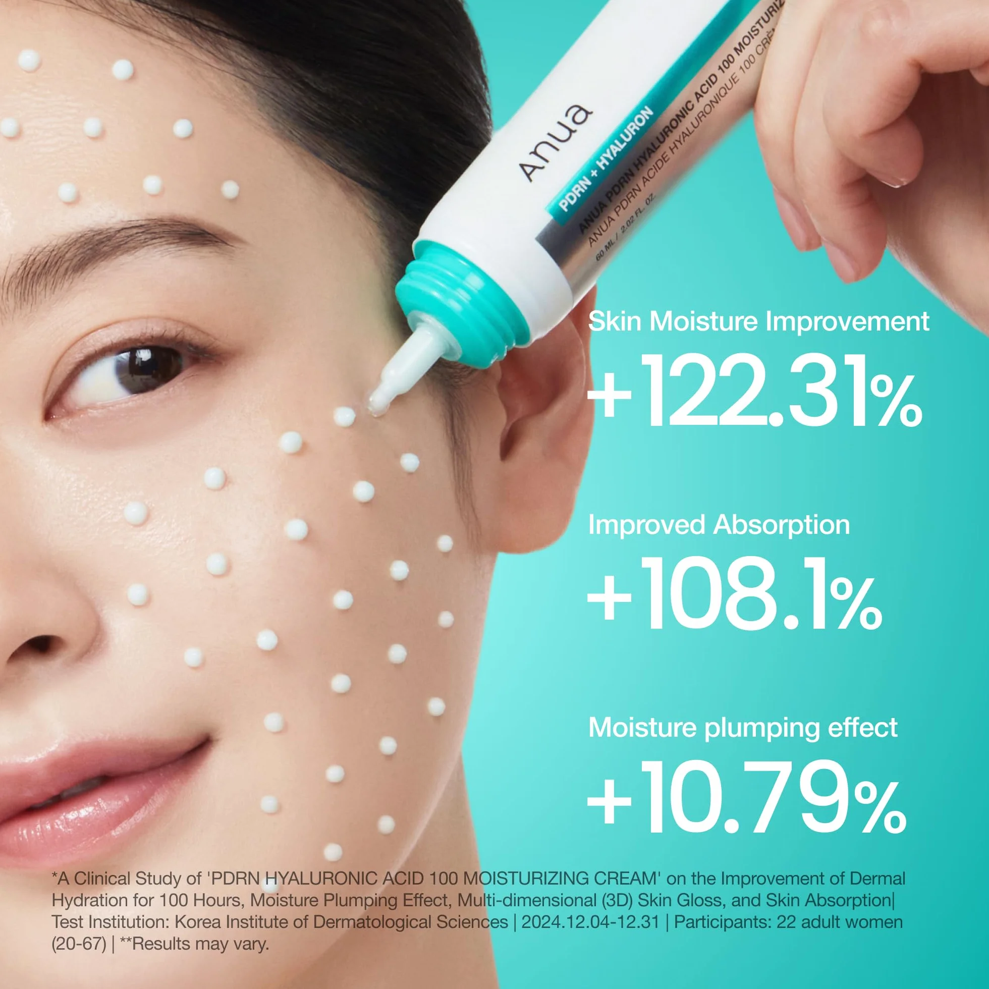 Anua PDRN Crème Hydratante Visage – Crème Hydratante à l’Acide Hyaluronique, Éclat & Hydratation, Peau Sèche & Sensible, Skincare Coréenne, 60ml