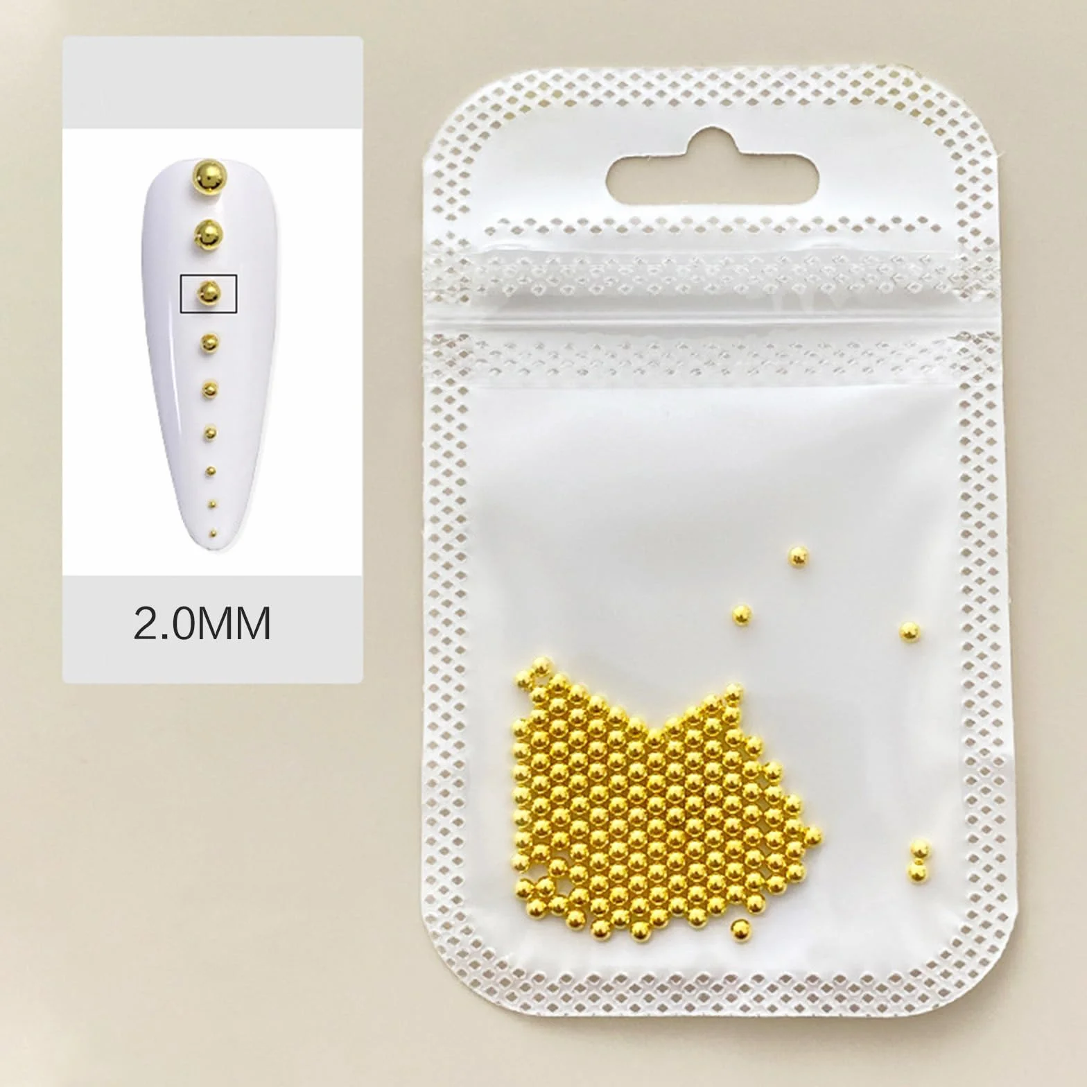 Perles de caviar métal 3D pour ongles Argenté doré 0,4 mm à 3 mm