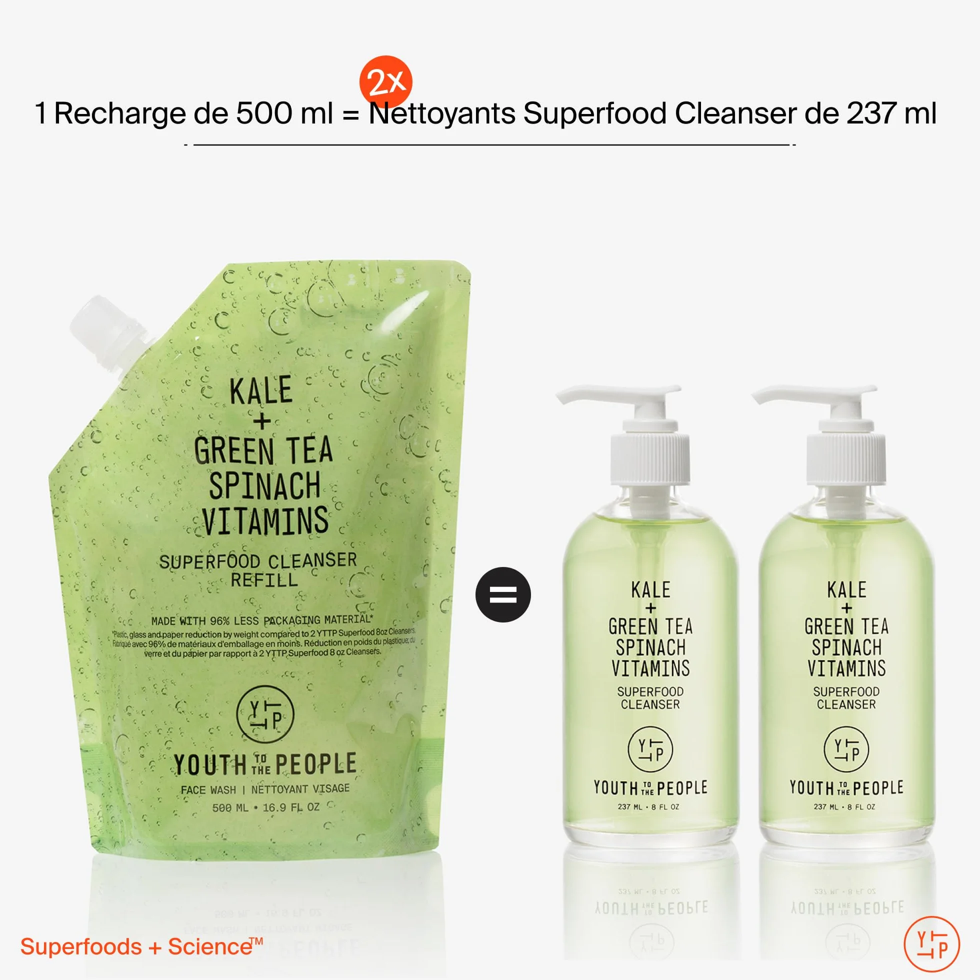 Youth To The People Superfood Cleanser, Nettoyant Visage, Recharge 500 ml