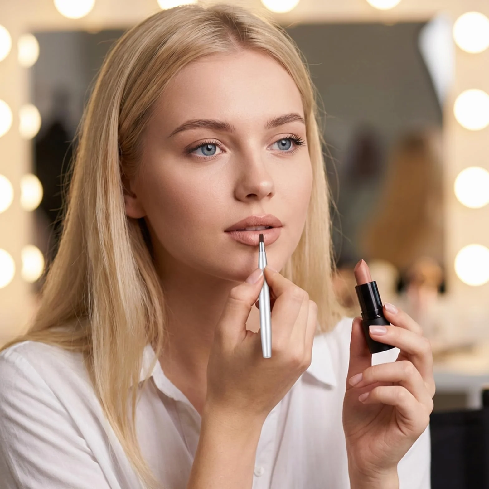 Pinceaux à lèvres rétractables lot de 2 avec capuchon applicateur plat pour rouge à lèvres gloss