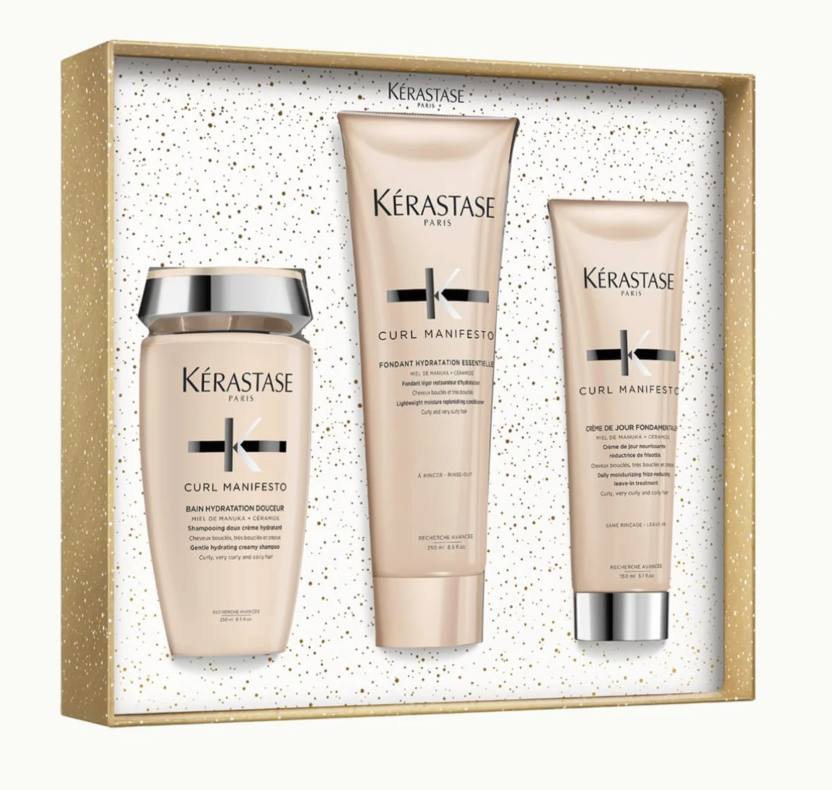 KÉRASTASE Curl Manifesto Coffret Routine Cheveux Bouclés Shampoing Fondant Texturisant Hydrate Sublime Boucles Miel de Manuka
