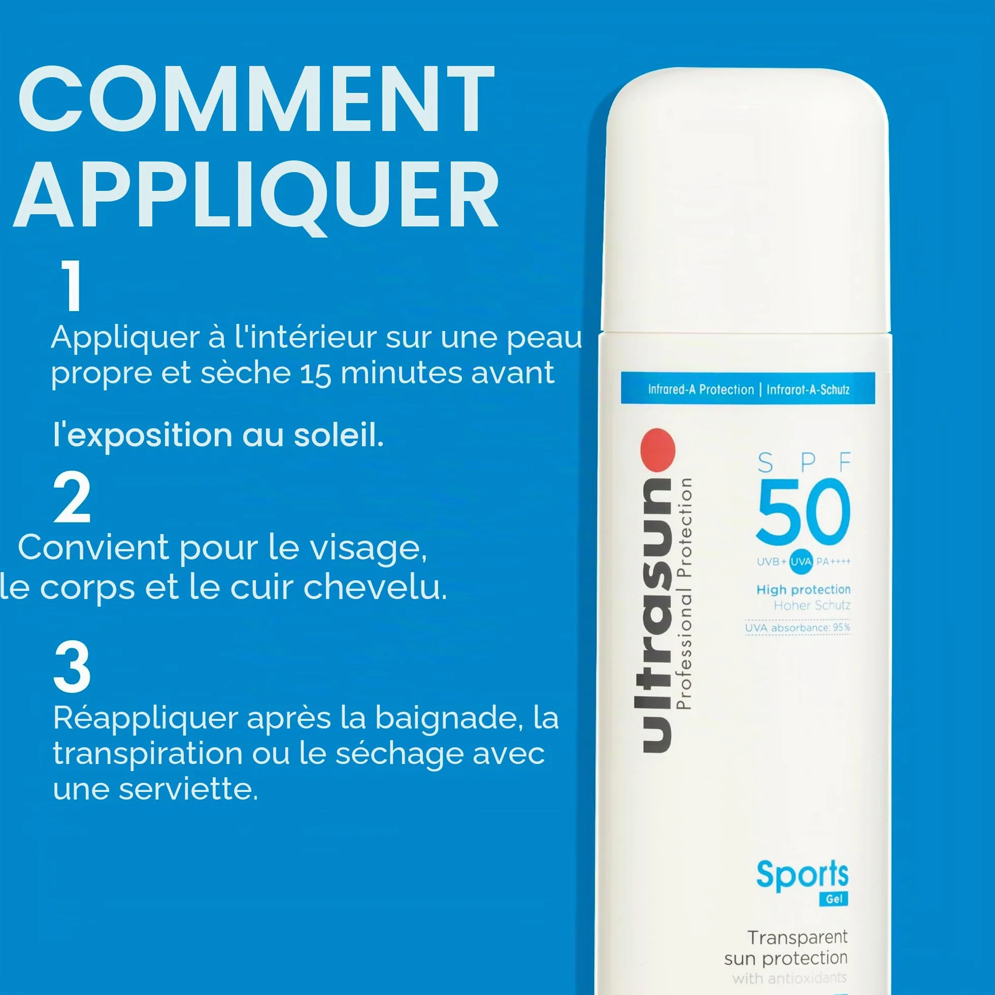 Ultrasun Gel sport transparent SPF50 200 ml