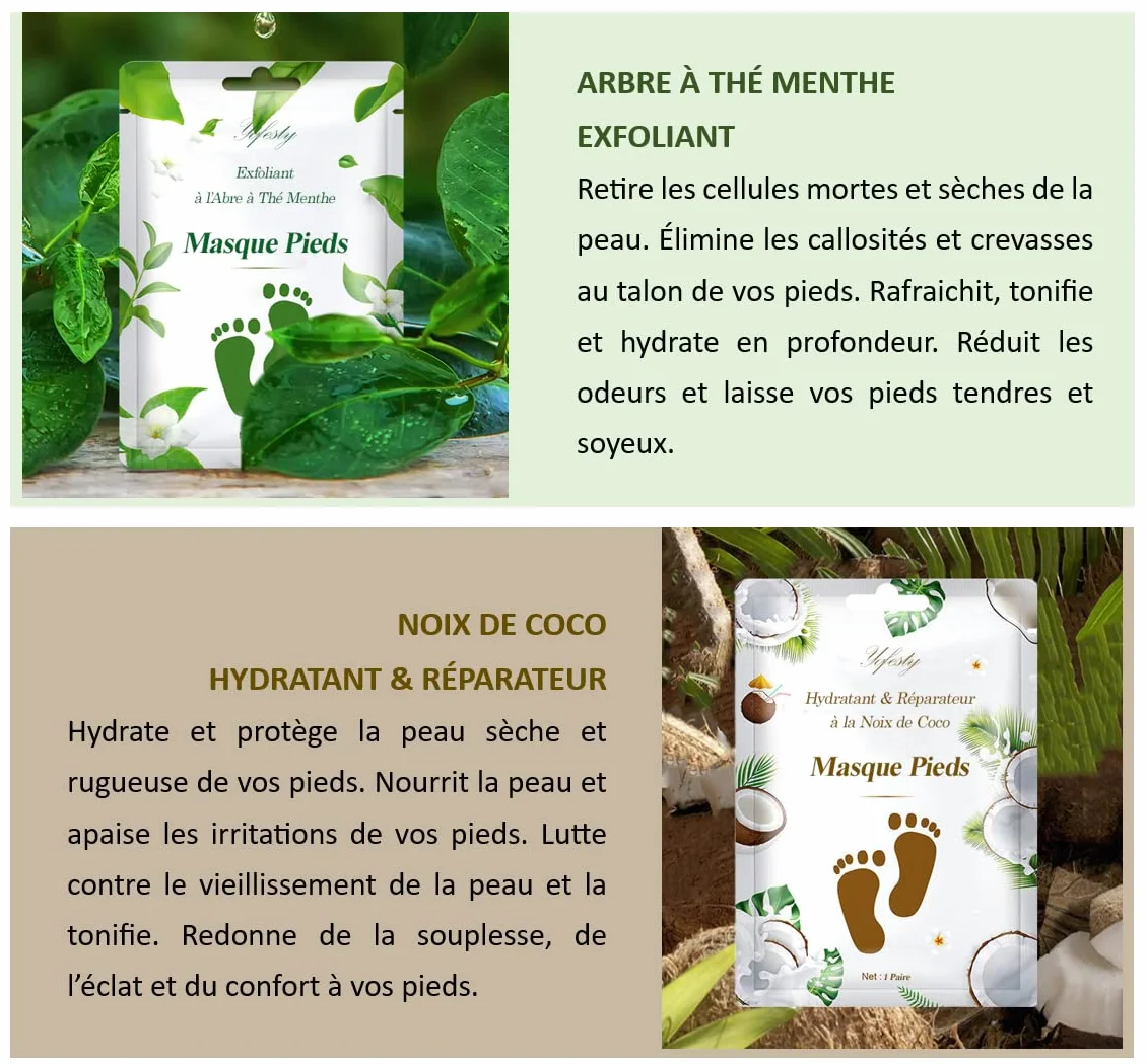 Masques Mains & Pieds Bio Naturel Noix de Coco Hydratant Réparateur Peau Sèche