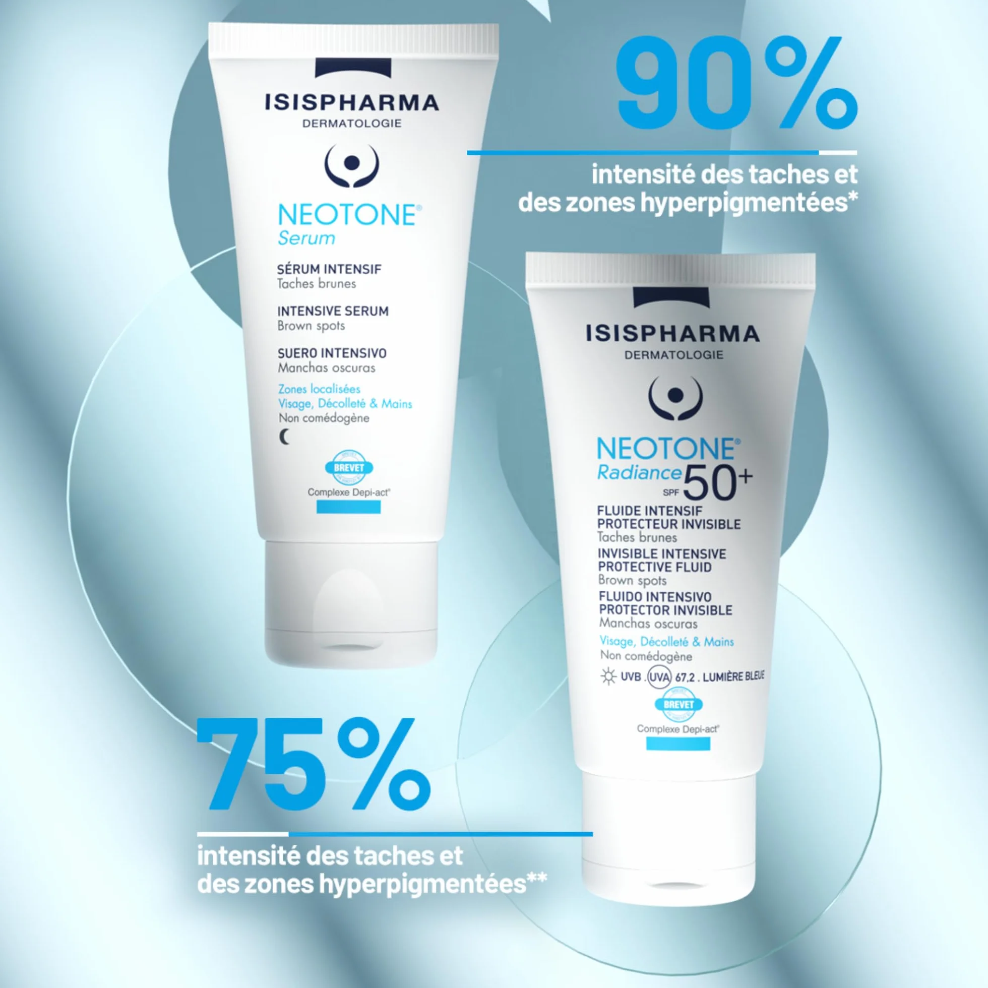 ISISPHARMA NEOTONE - Serum - Soin Intensif Effet Peeling Superficiel Avec Acide Glycolique et Acide Salicylique - Unifie Le Teint Et Réduit Les Taches de tous types de Peaux, Fabrication Française