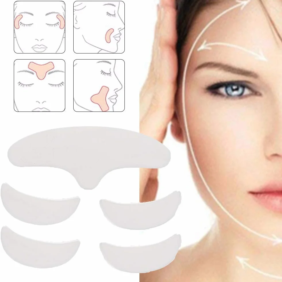 Patchs anti-rides en silicone réutilisables lot de 5 pour le visage