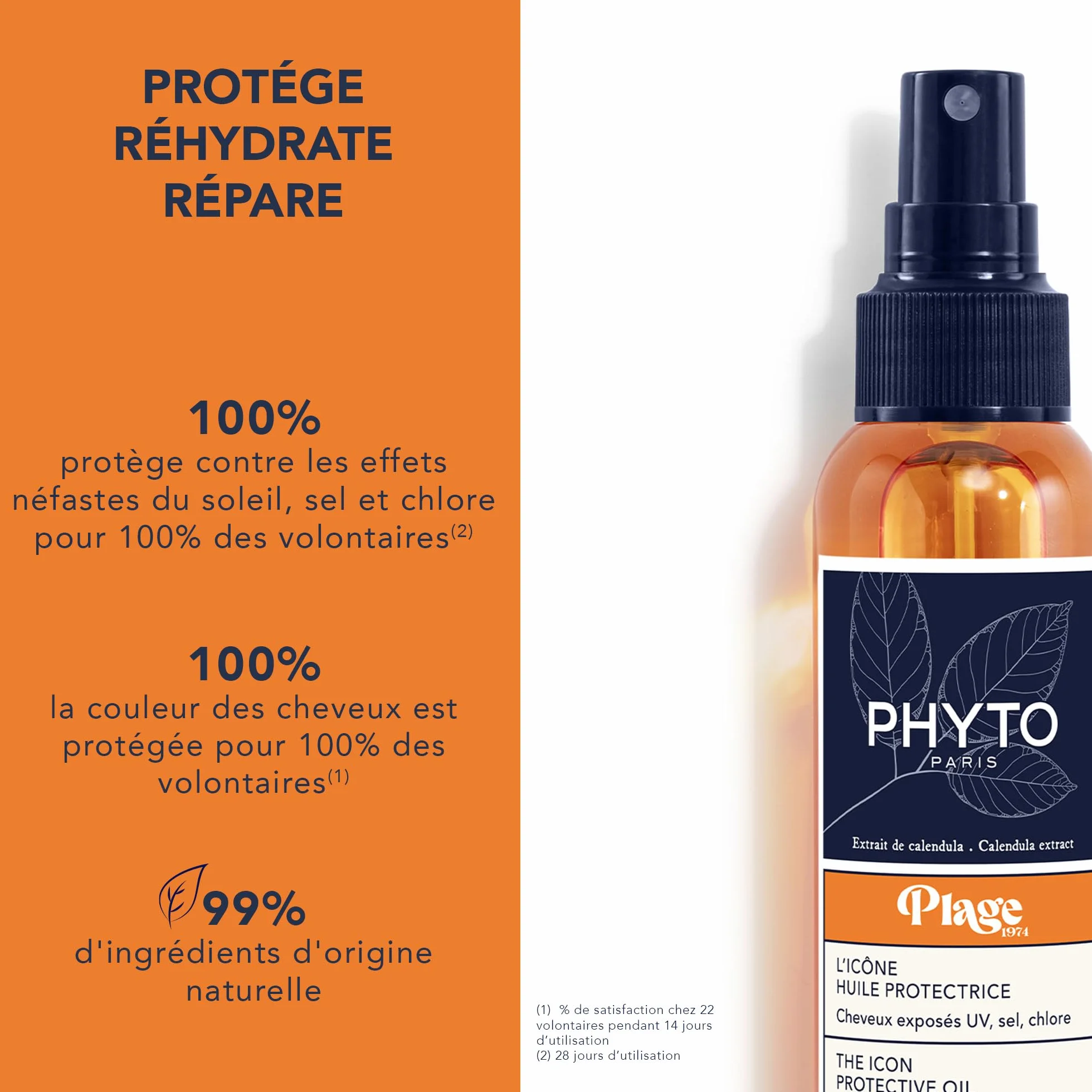 Phyto Paris PhytoPlage Huile Protectrice Cheveux Soin Cheveux Exposés au Soleil Enrichi en Calendula Filtre UV