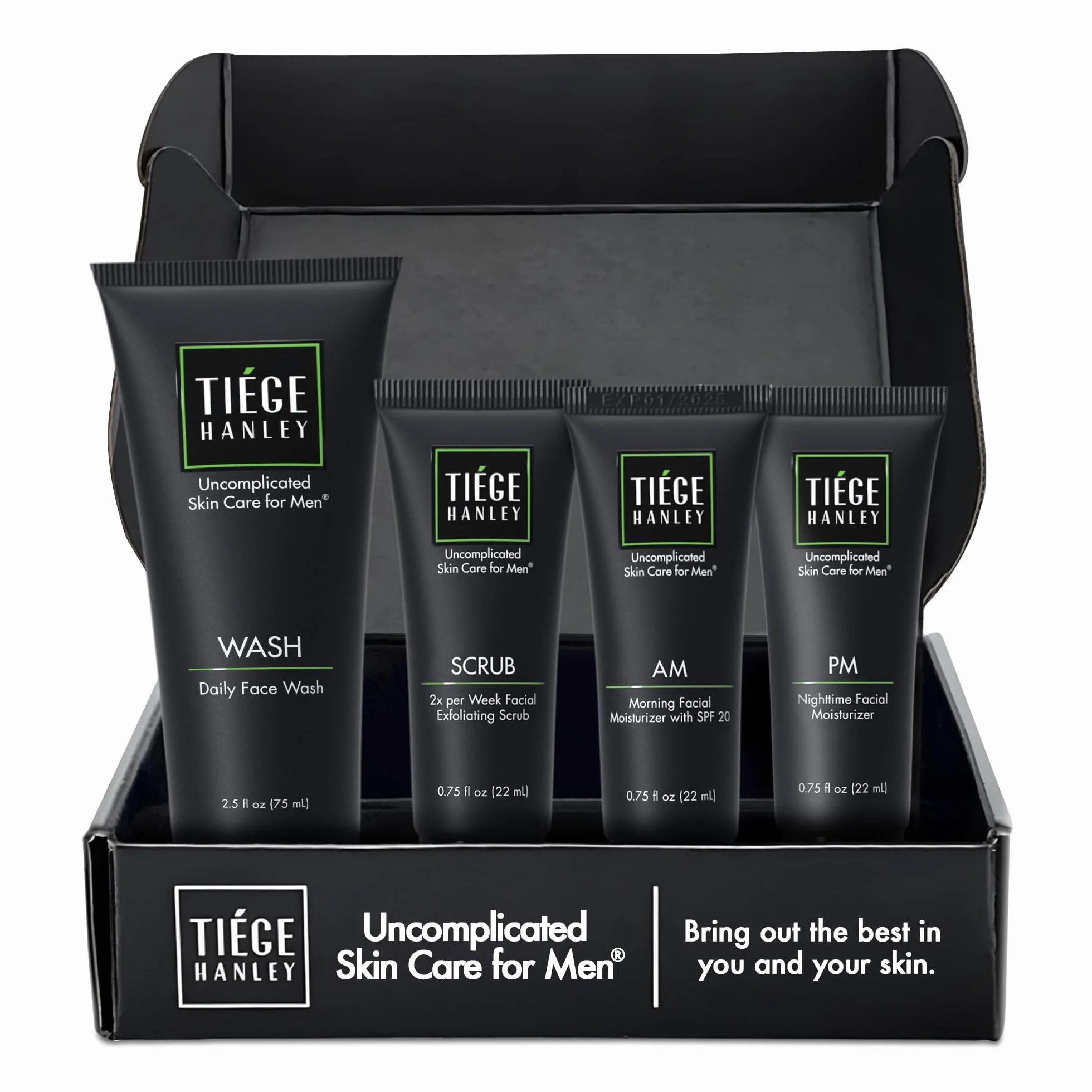 Tiege Hanley Ensemble de Soins de la Peau Pour Homme - Kit de Lavage du Visage Pour les Rides et Ridules (Niveau 1)