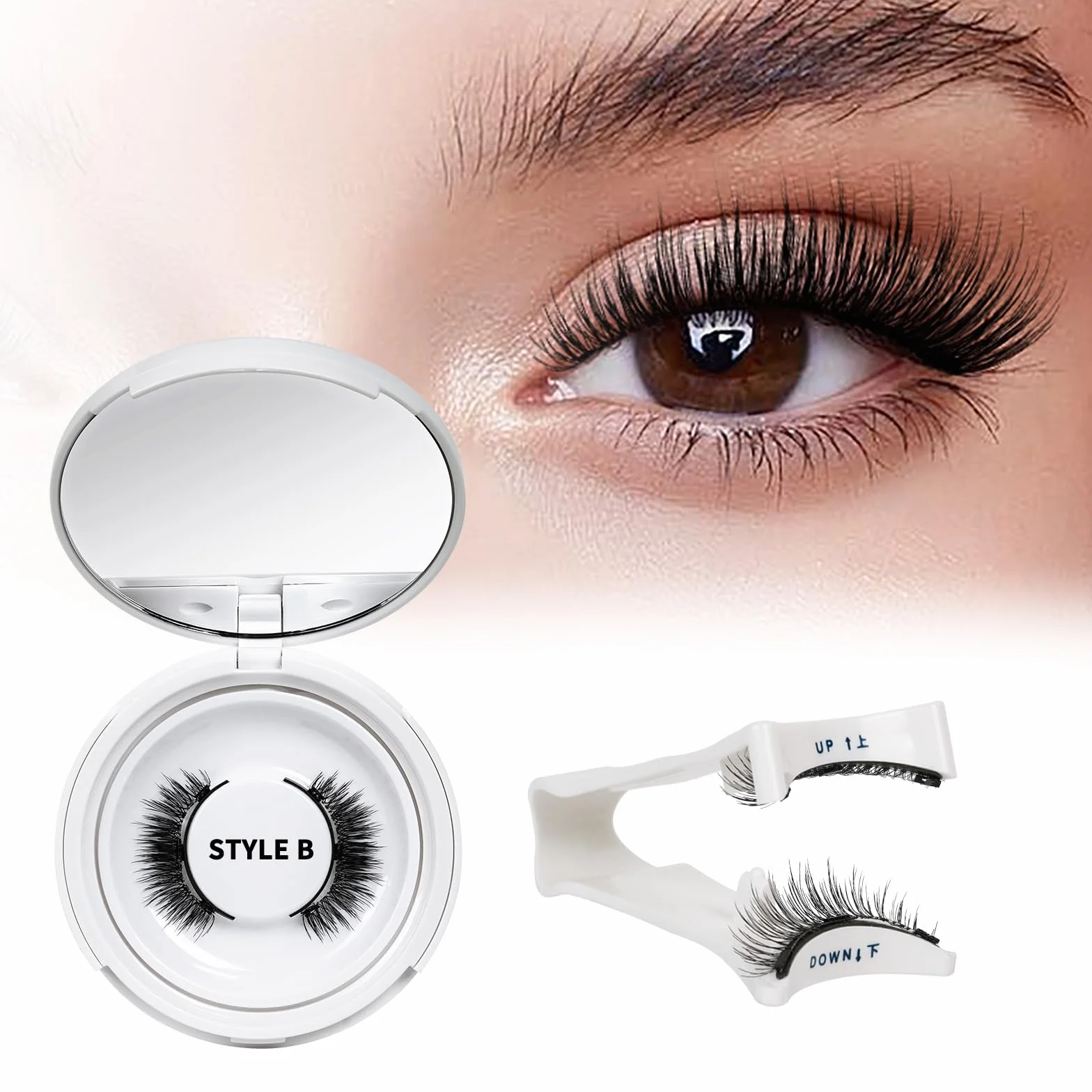 QUEWEL Faux Cils Magnetique Naturel Réutilisables avec Applicateur, Aucune Colle Nécessaire