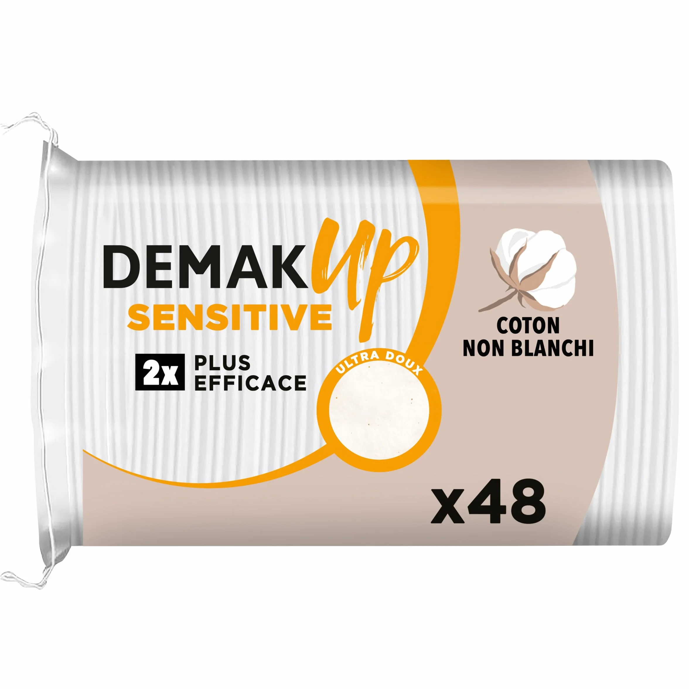 Demak'Up Sensitive Ovales Cotons à Démaquiller Visage et Yeux 100% Fibres de Coton Naturelles 48 Cotons