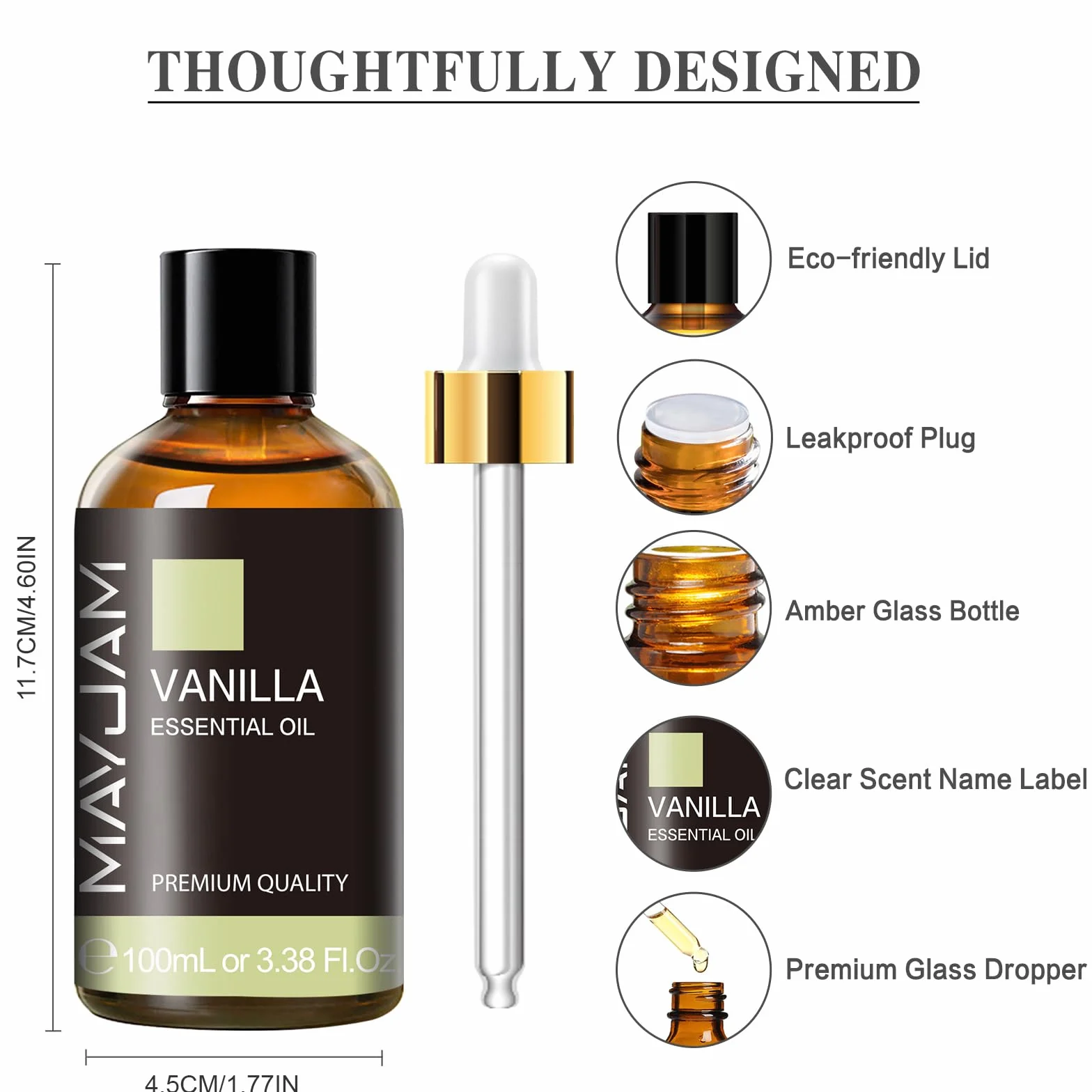 Huile Essentielle de Vanille 100ML MAYJAM pour Diffuseur, Humidificateur, DIY