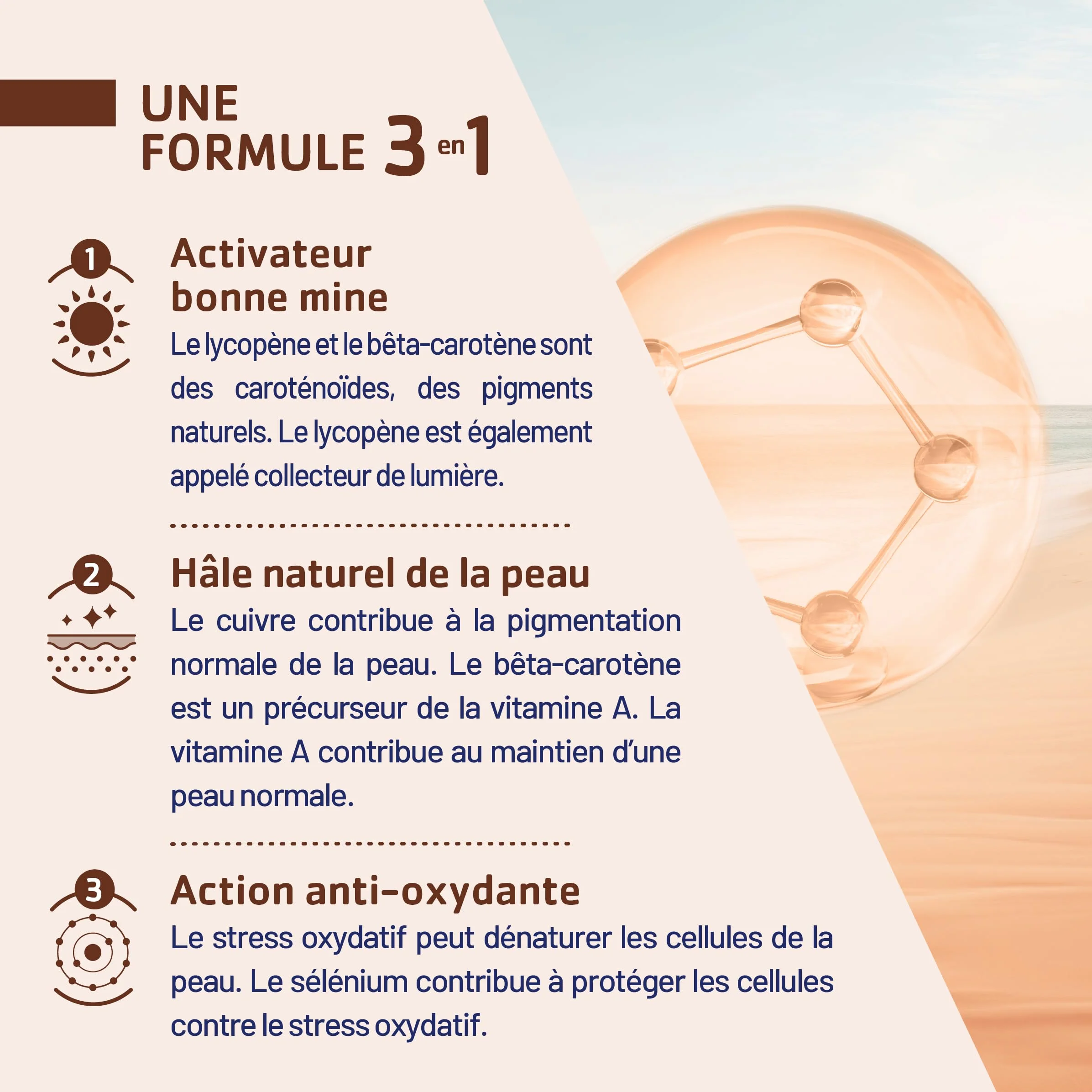 JUVAMINE Expert Autobronzant 3 en 1, 60 gélules, Programme 30 jours, Fabriqué en France