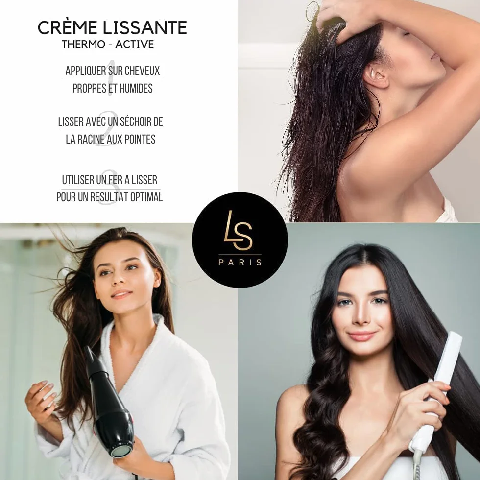 Steampod Crème Soin de Lissage Fluide Thermo-active sans Rinçage Protection Thermique 230° Cheveux Ondulés Bouclés Frisés Crépus 150 ml